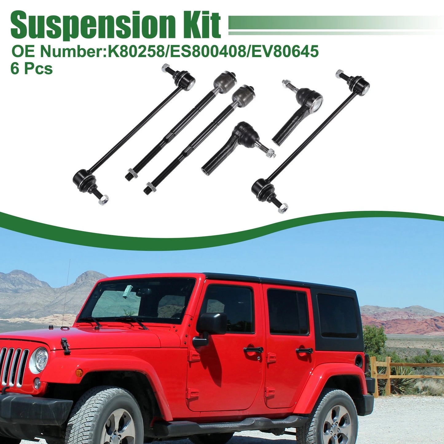 6pcs Front Suspension Kit Tie Rod End for Dodge Caliber (2007–2012) No.K80258/ES800408