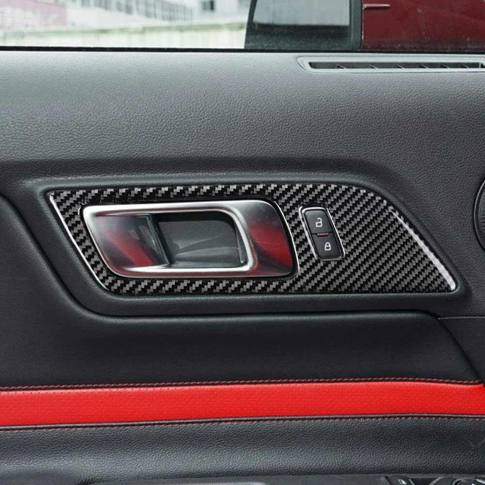 Carbon Fiber Interior Door Handle Trim Cover for Ford Mustang (2015-2022)