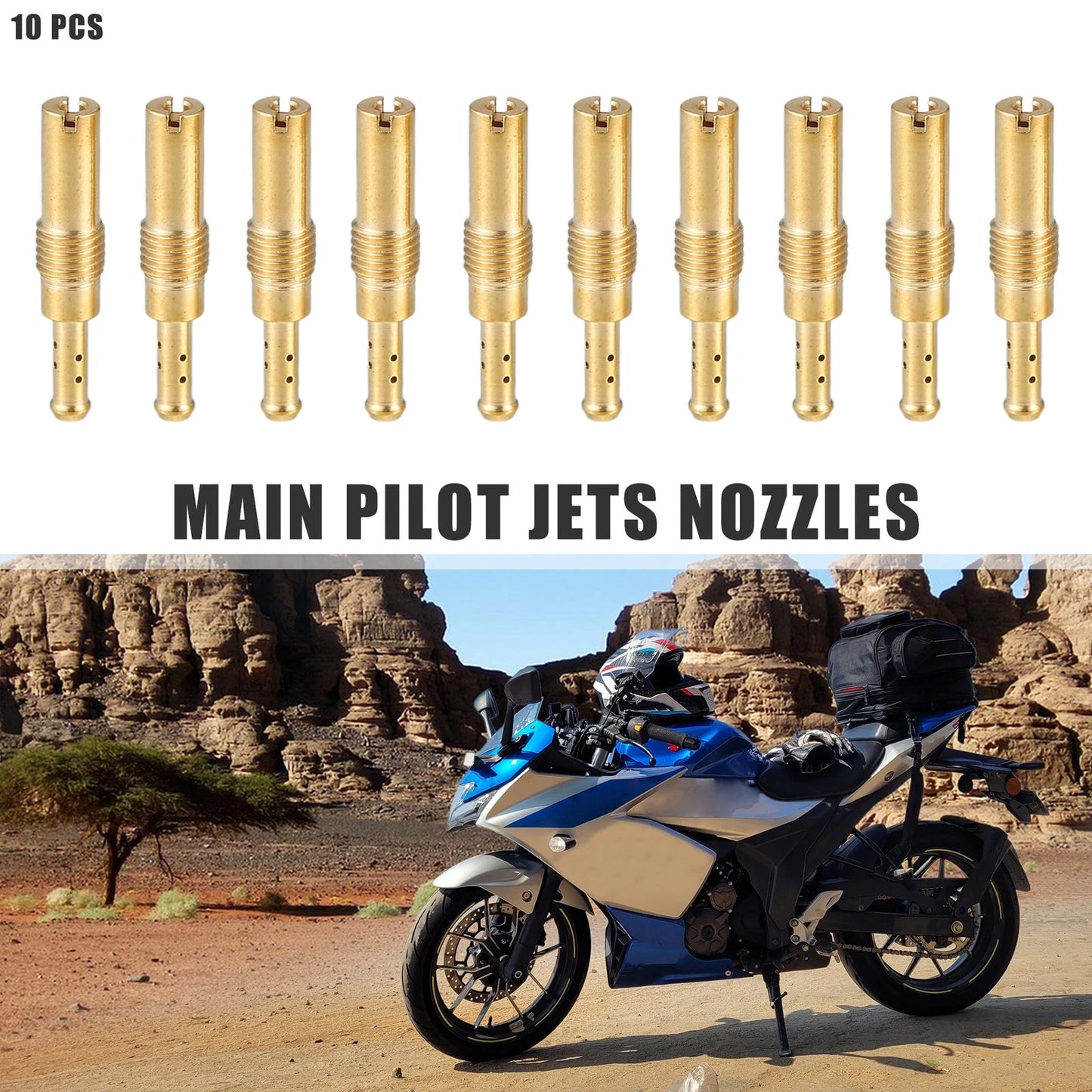 Set of 10 Universal Motorcycle Pilot Jets Nozzles 32-55