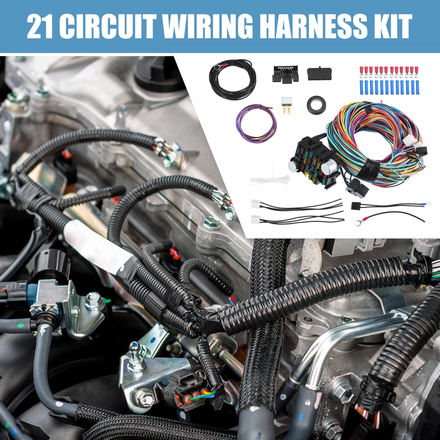 Set of 21 Circuit Wiring Harness Kit for GM Chevy Ford Truck