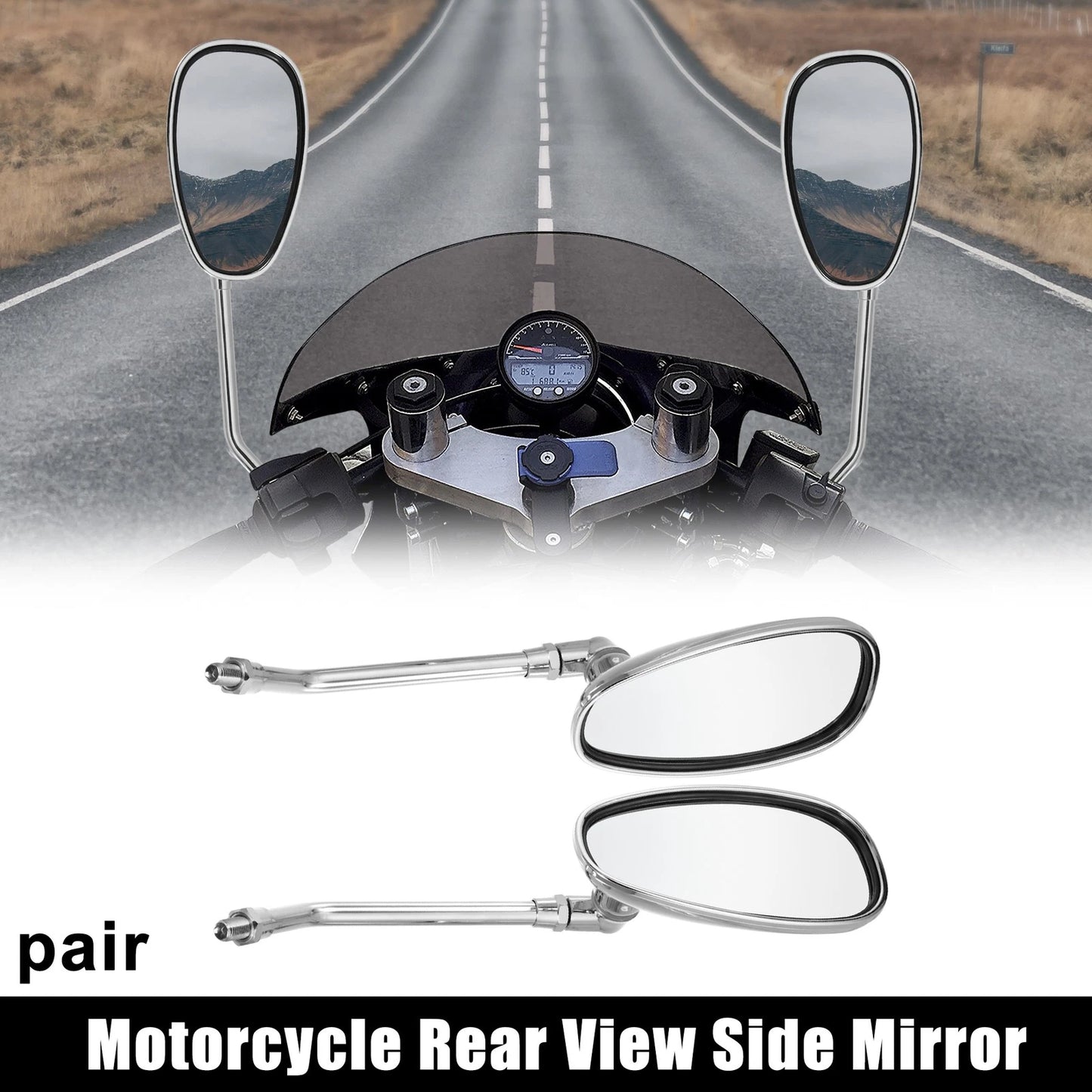 1 Pair 10mm Rearview Mirrors for Kawasaki Honda (Universal)