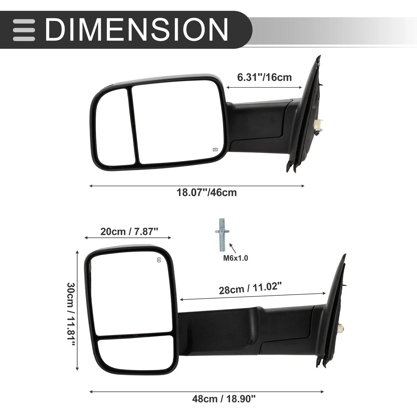 Tow Mirrors for Dodge Ram 2500 3500 2003-2009 with Puddle Lamps - 1 Pair