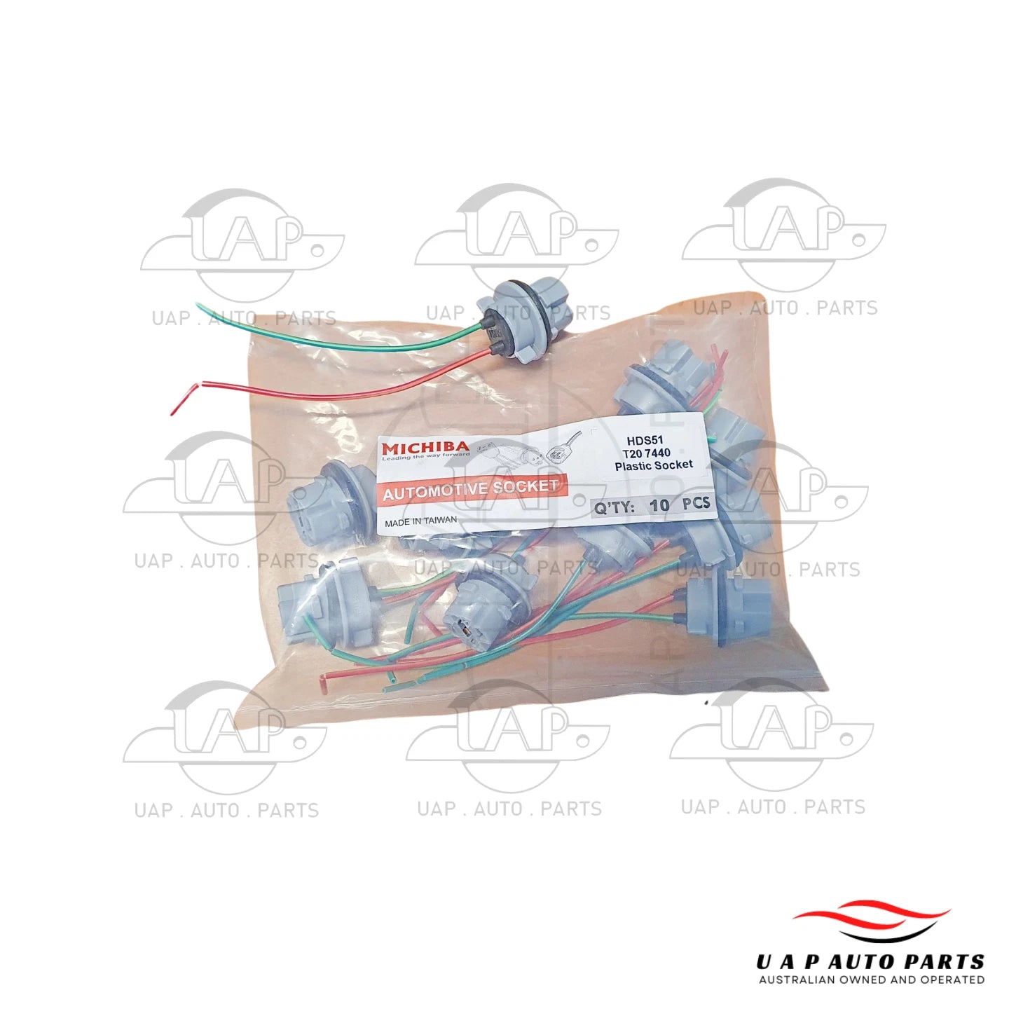 Set of 10 T20 7440 Wedge Stop Light Bulb Socket Connectors for Cars