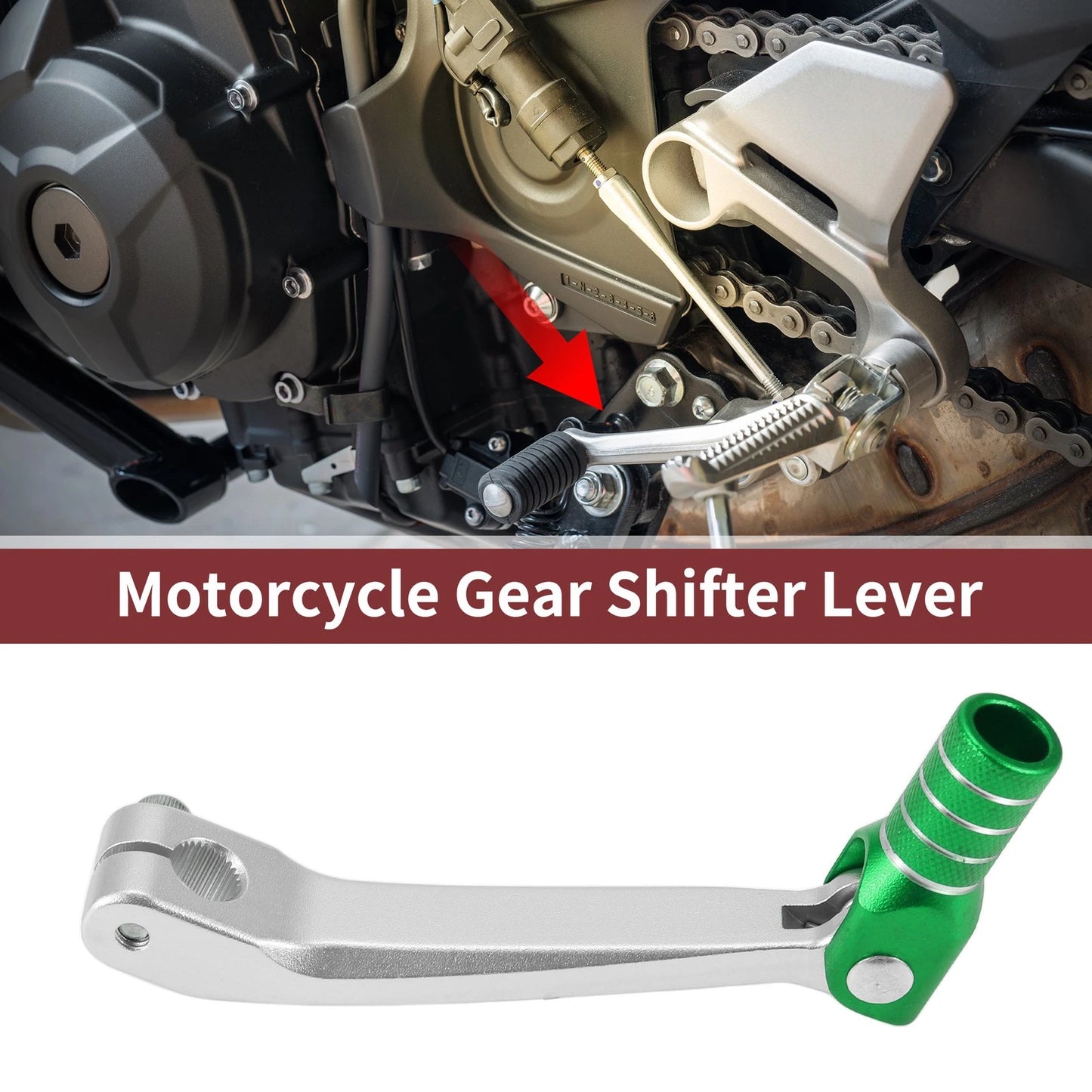 Gear Shifter Lever for Honda CRF150F (2003–2017) Silver Tone Green