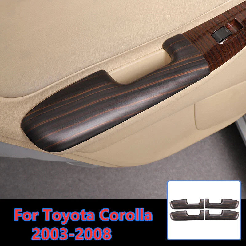 4x Wood Grain Door Armrest Handle Panel Trim Cap for Toyota Corolla (2003–2008)