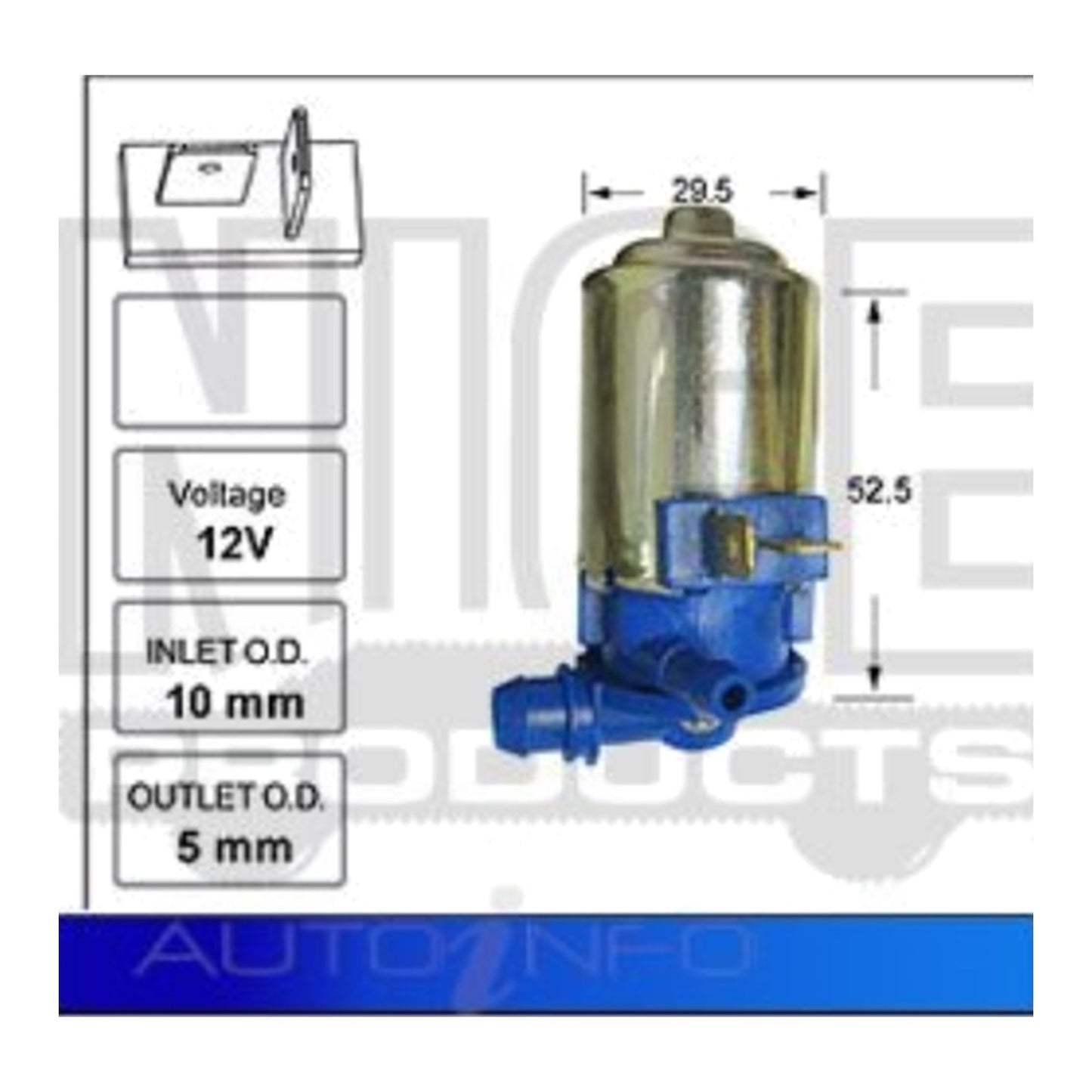 Front Windscreen Washer Pump for Nissan Datsun 180B (1974–1977)