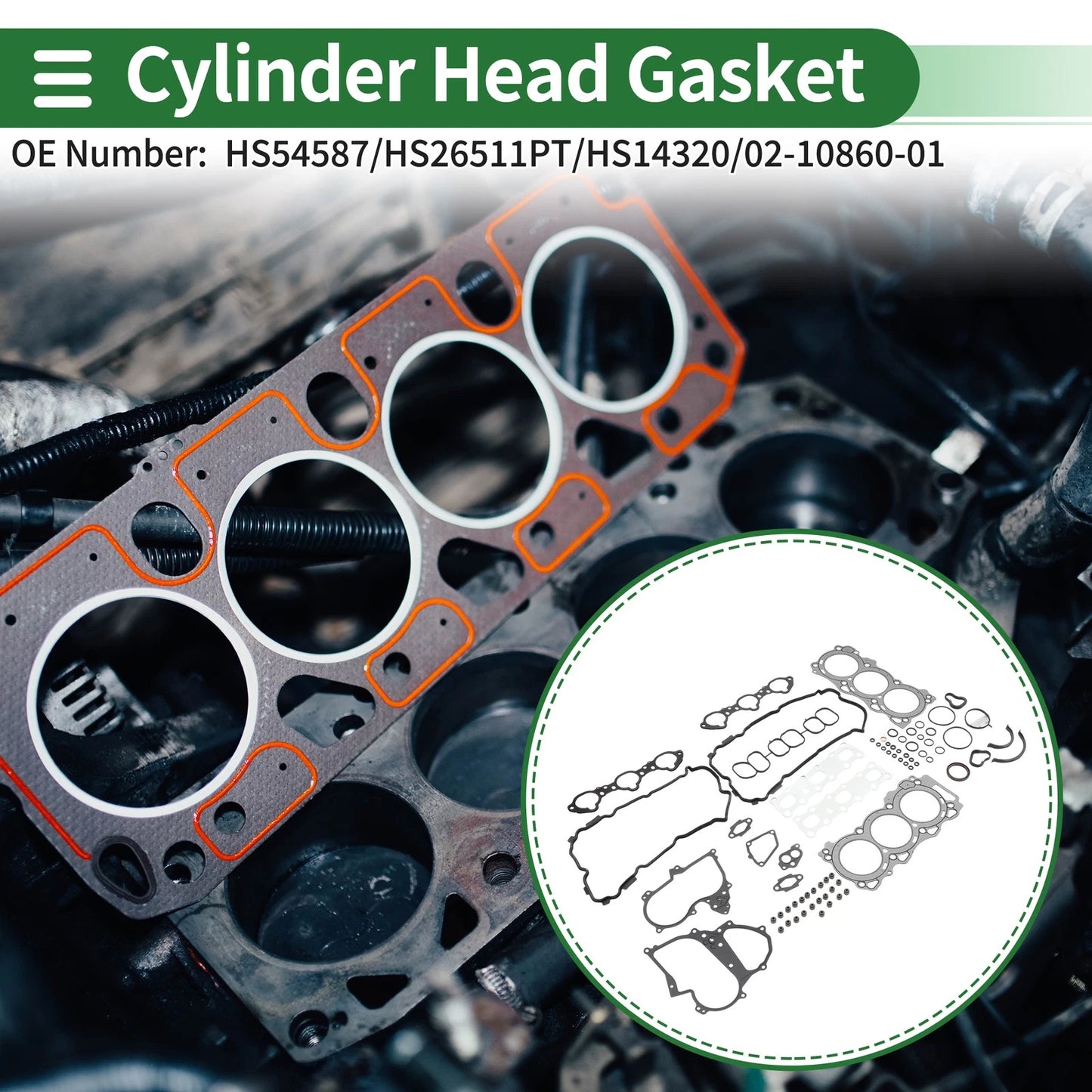 Set of 1 Cylinder Head Gasket for Infiniti QX6 (2014–2016) No.HS54587