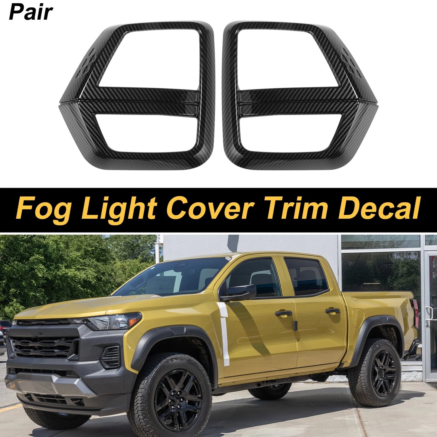 Fog Light Cover Trim Set of 2 for Chevrolet Colorado Carbon Fiber Black