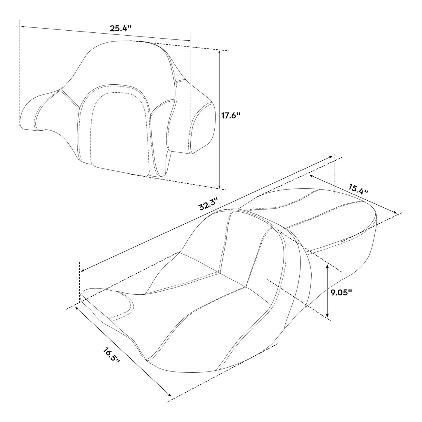 Backrest Black Grey Seat for Harley Touring (2014 - 2023)