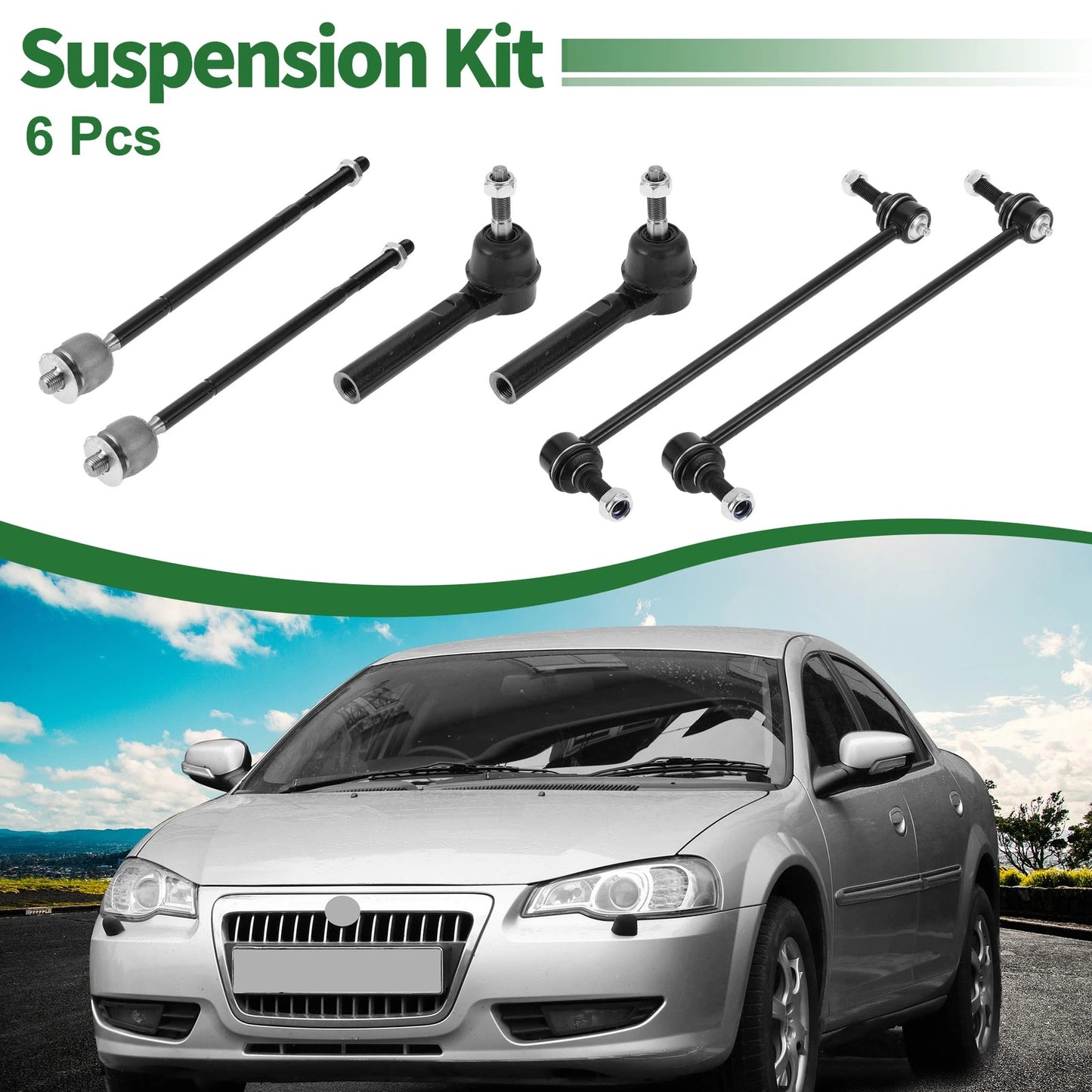 6pcs Front Suspension Kit Tie Rod End Sway Bar Link for Volkswagen Routan (2009–2011)