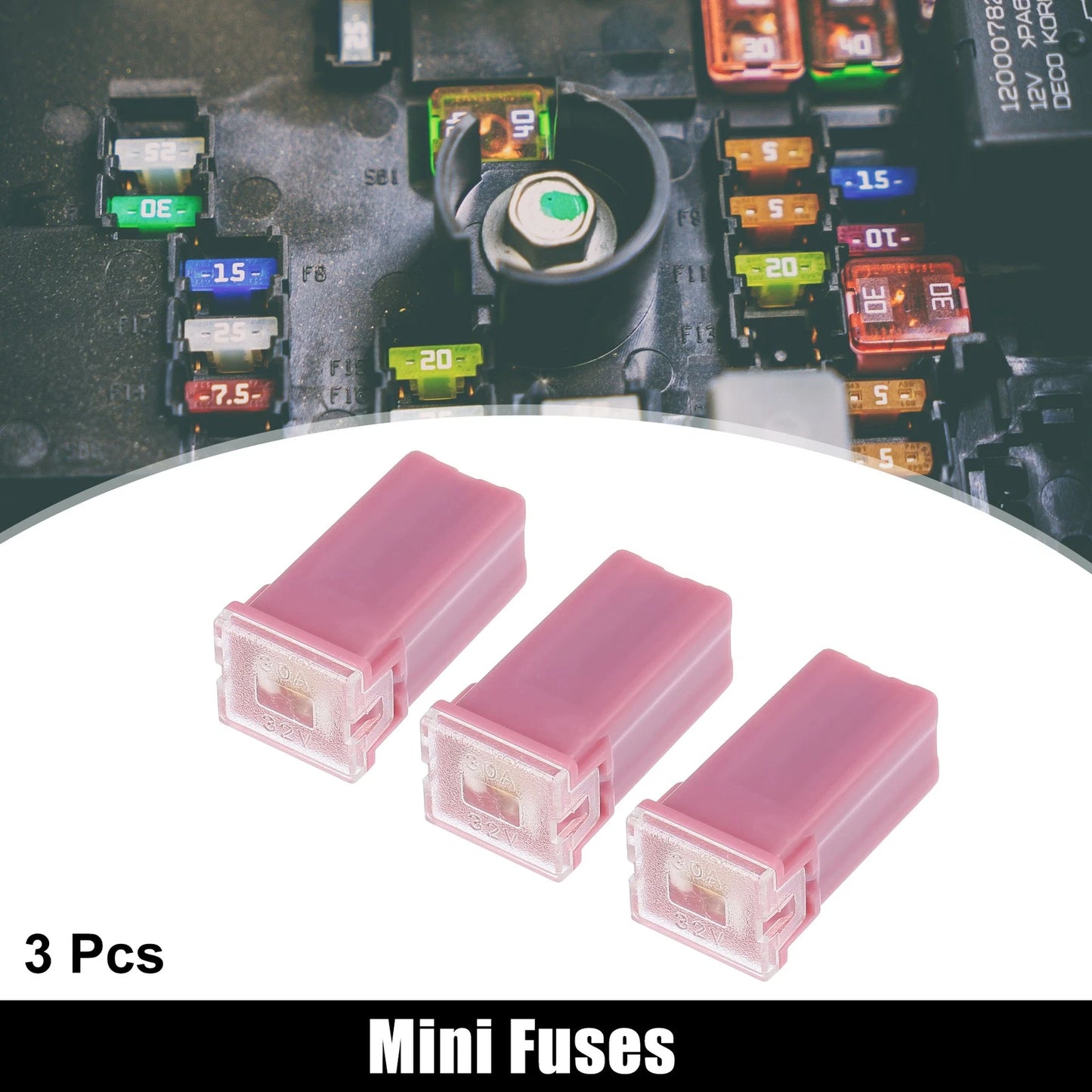 3pcs Mini Block Fuse for Trucks Pickup Cars (32V 30 Amps)