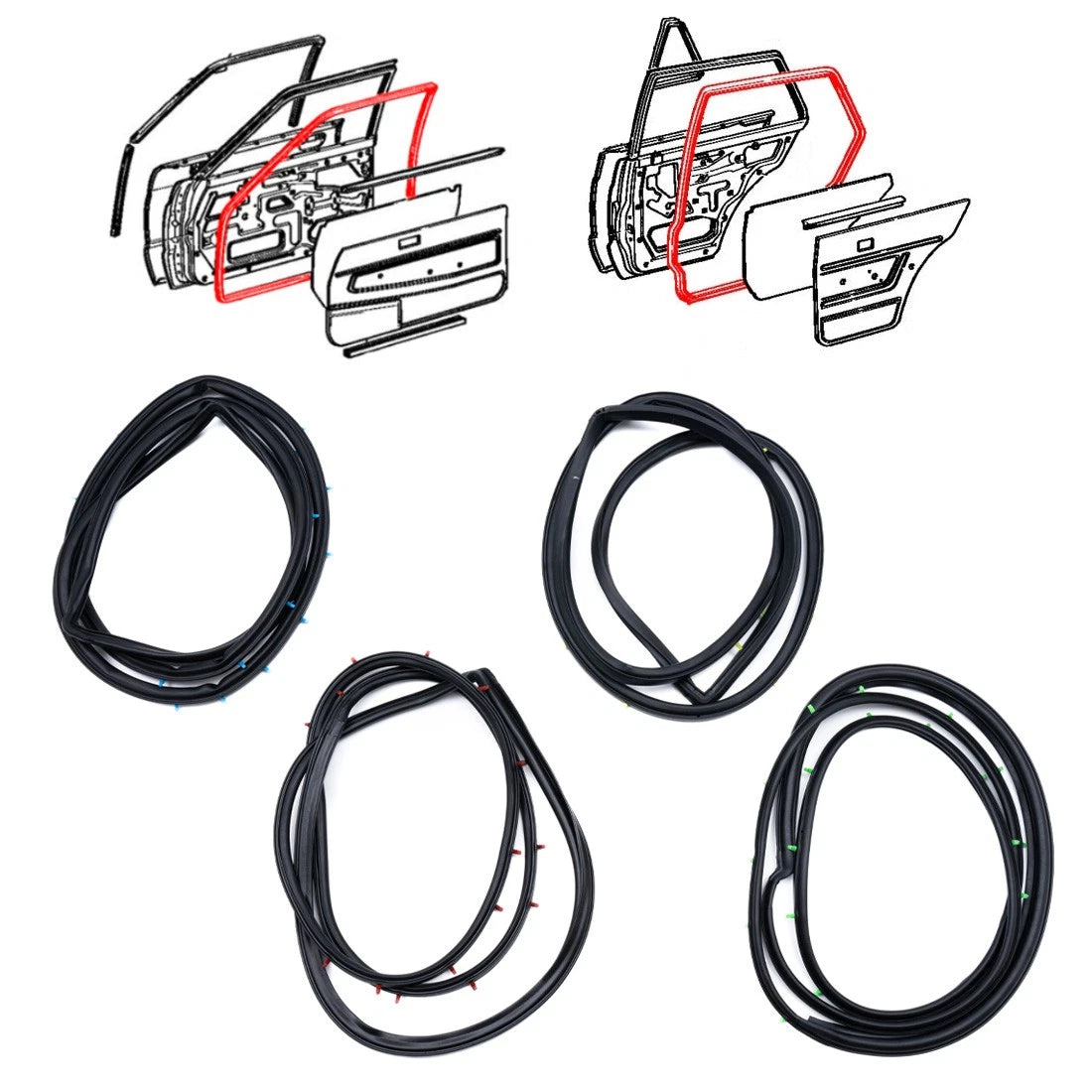 Set of 4 Weatherstrip Seals for Toyota Starlet (1978–1984)