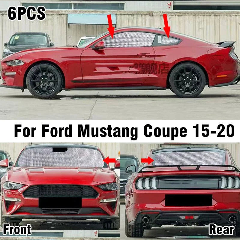 Windshield Window UV Block Sunshade Privacy 6x for Ford Mustang (2015–2020)