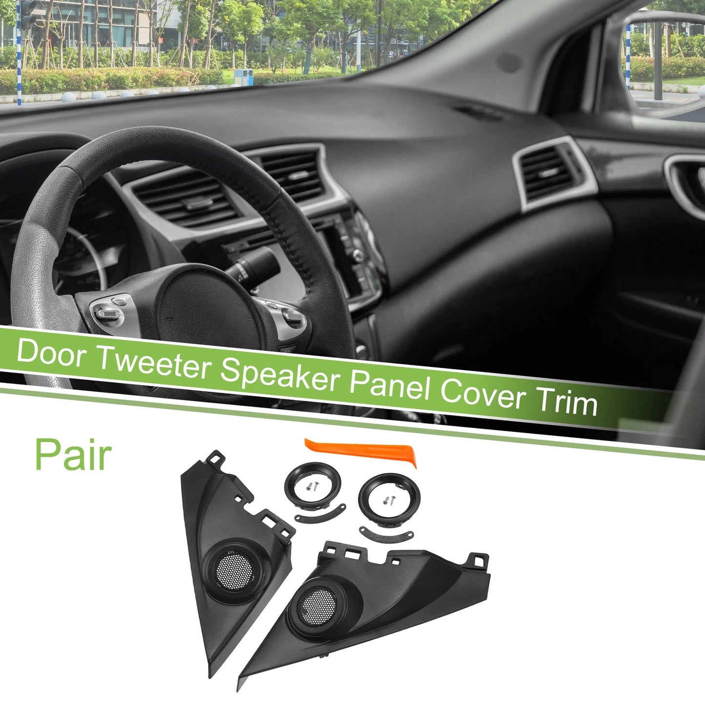 Pair A Pillar Door Tweeter Speaker Cover Trim for Honda Civic (2016–2019) Black