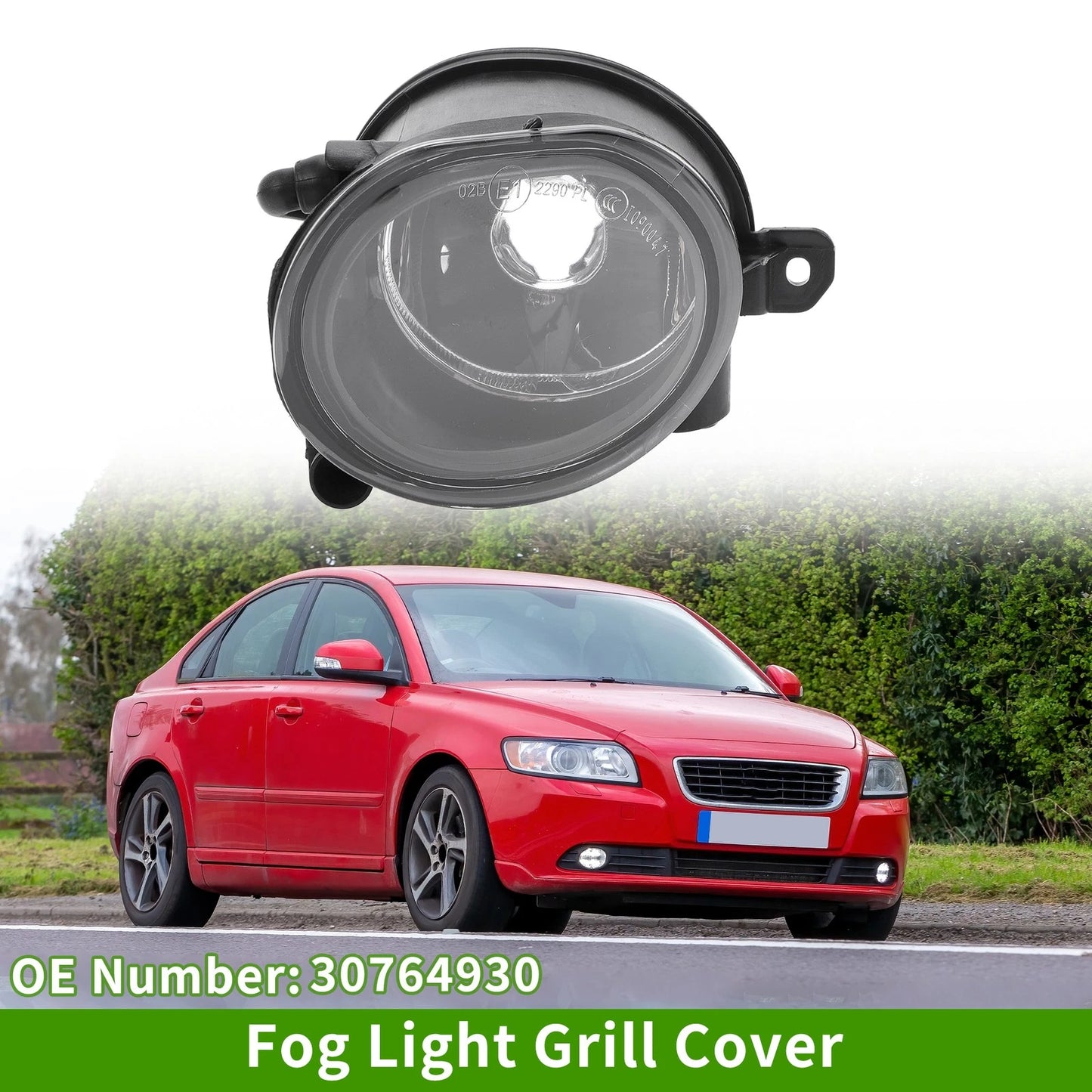 1 Pc Fog Light Grill for Volvo S40 (2008–2011) No. 30764930 Clear