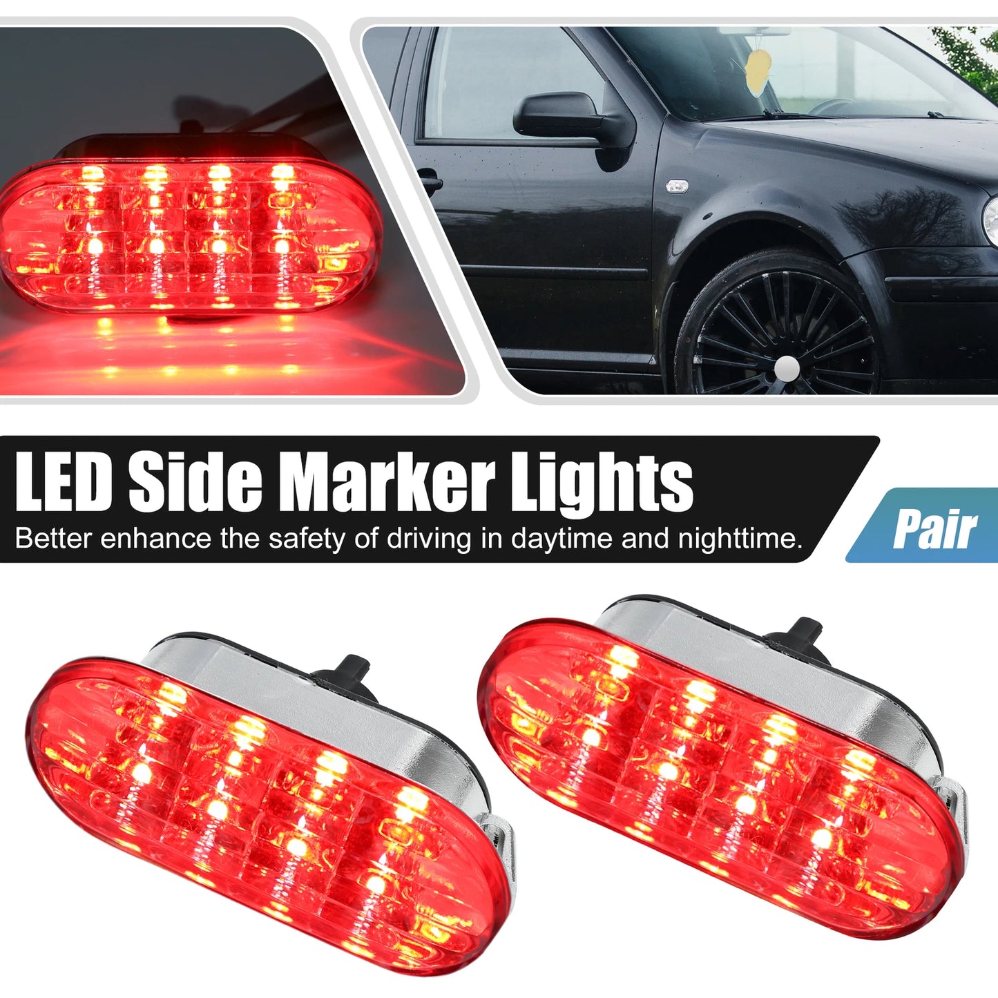 Pair LED Side Marker Turn Signal Lights for VW MK4 Golf (1999–2006)