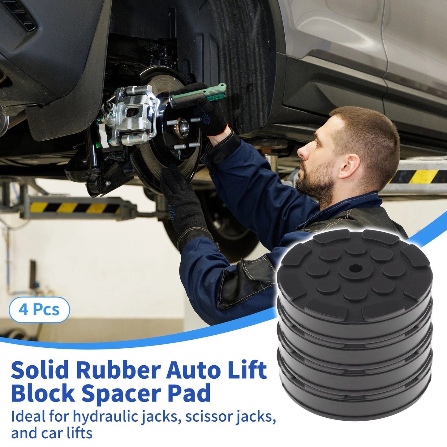 Set of 4 Rubber Jack Pads for Universal Floor Jacks