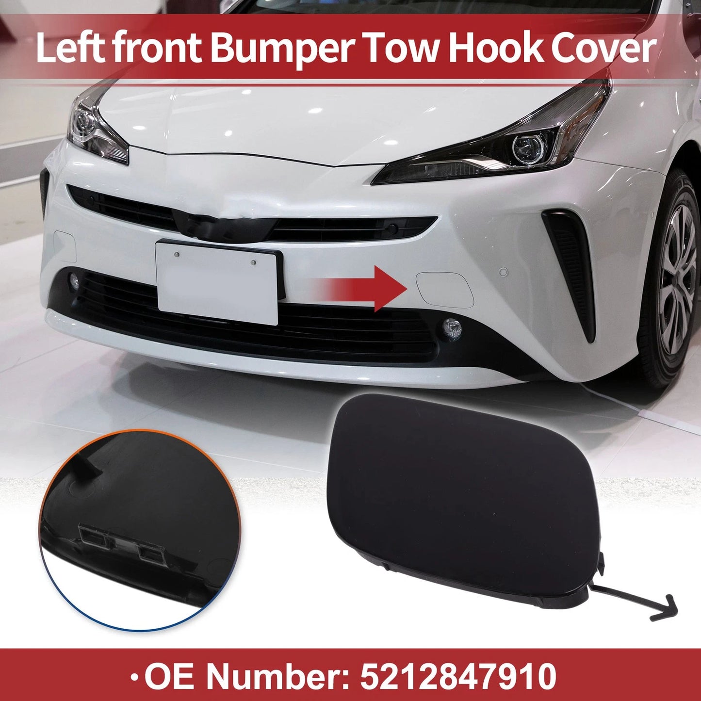Tow Hook Cover Cap for Toyota Prius (2019–2022) No. 5212847910 1 Pc