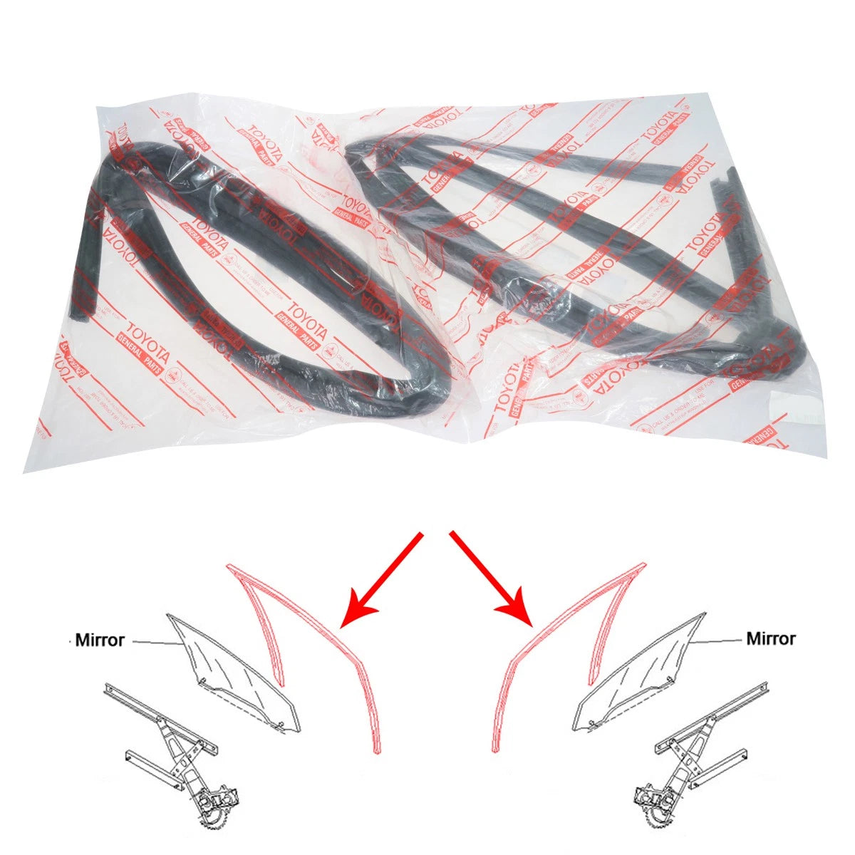 Set of 2 Rear Glass Run Channels for Toyota Hilux Pickup (1987–1997)