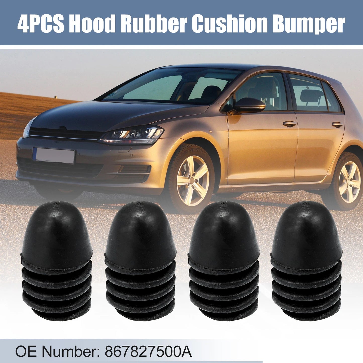 Set of 4 Rubber Hood Bumpers for VW Caddy Cabriolet (2004–2010) 3C0823427 867827500