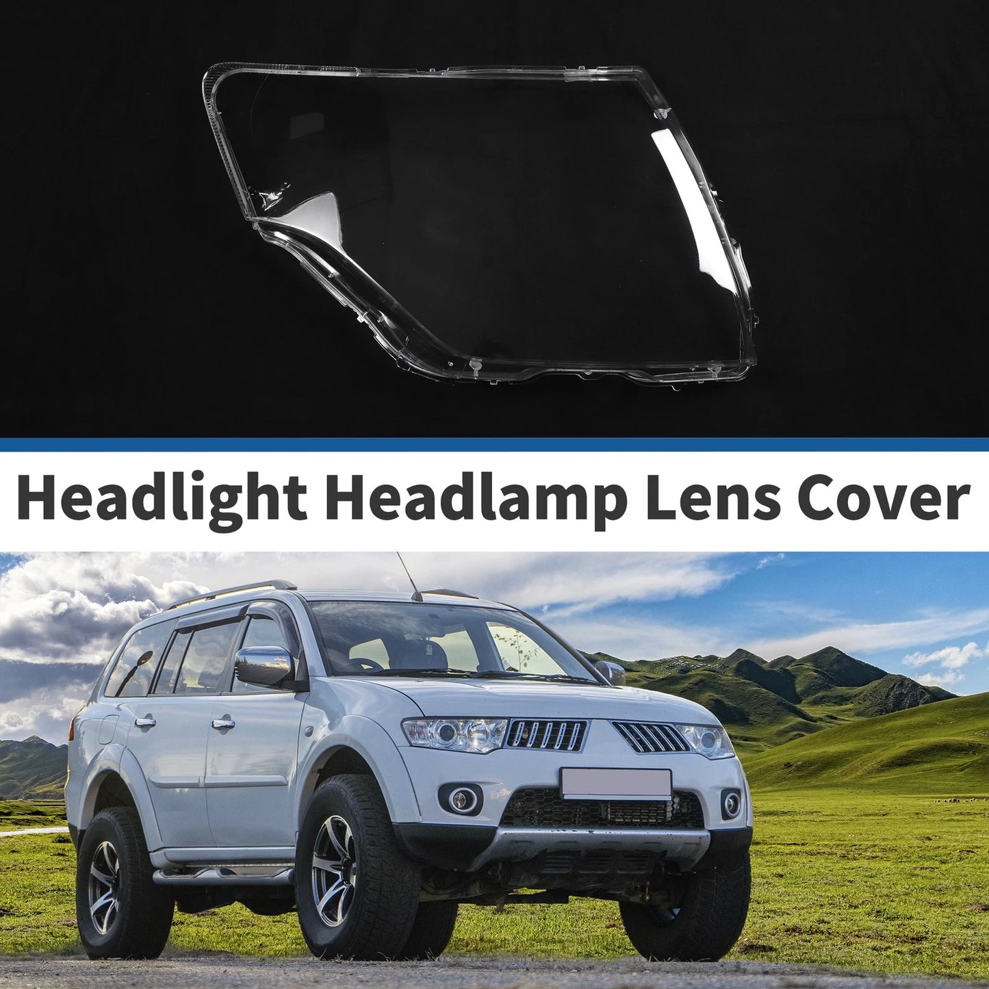 1 Pcs Headlight Lens Cover for Mitsubishi Pajero (2007–2018)