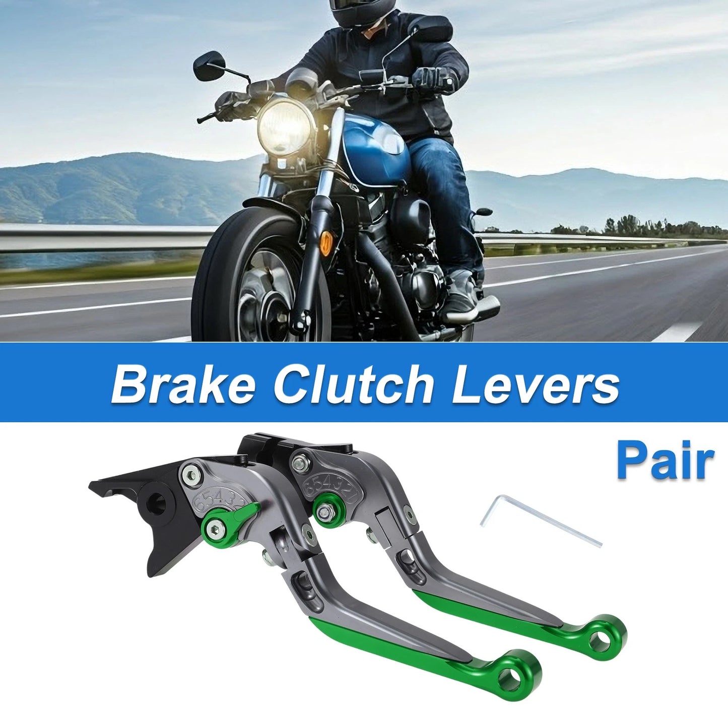 Adjustable Brake Clutch Levers for Yamaha YZF R1 (1999–2001) Titanium Green