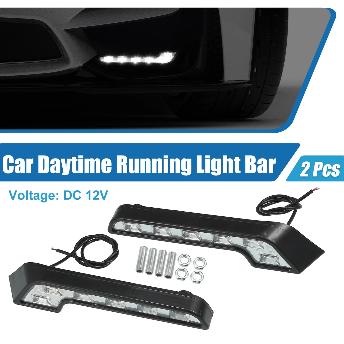 2X L-Shape Universal LED 6000K Daytime Running Light Bar Fog Lamp