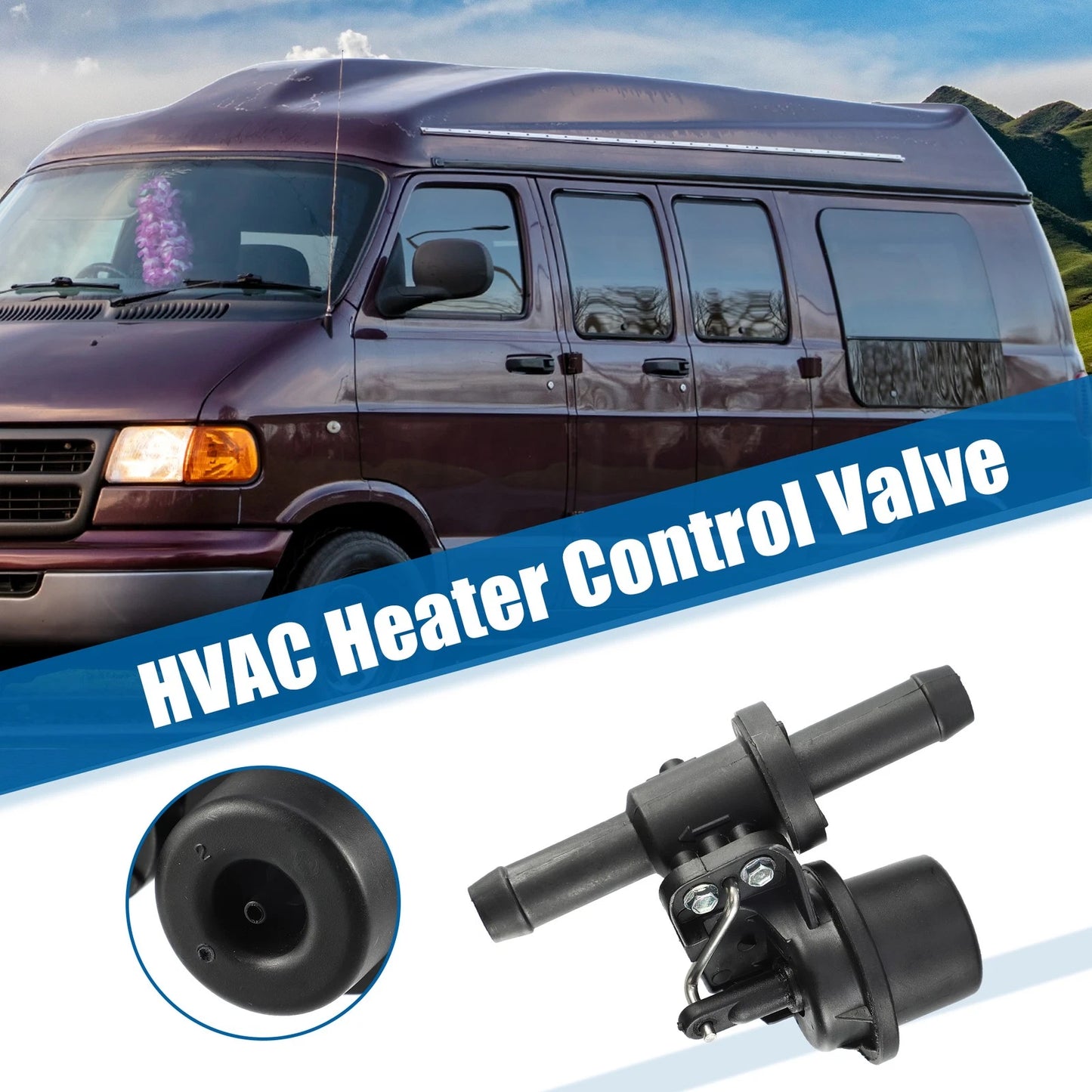 Radiator Water Valve for Dodge Van 1500 B2500 (1996–2003) 5011241AA Plastic Metal Black