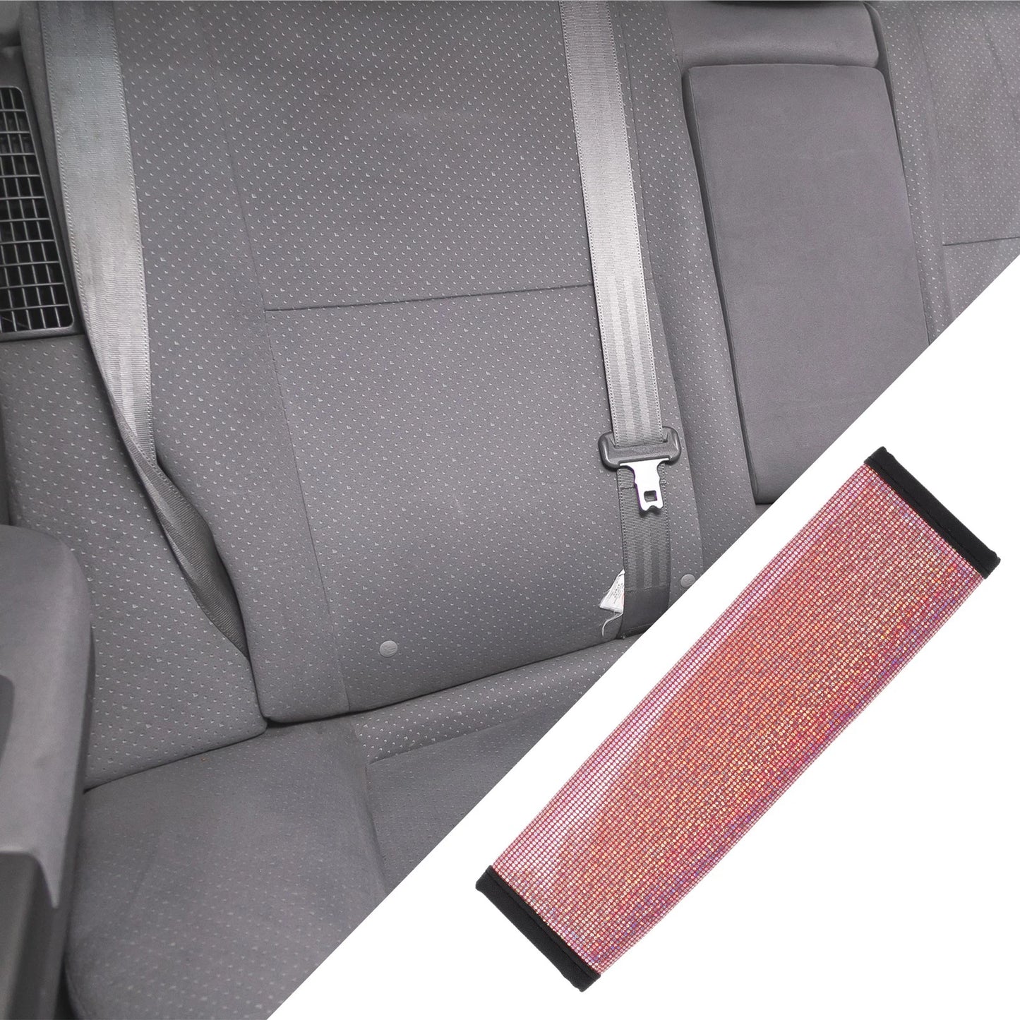 Rhinestone Car Seat Belt Cover for Universal Fit (6.5x23cm) Red
