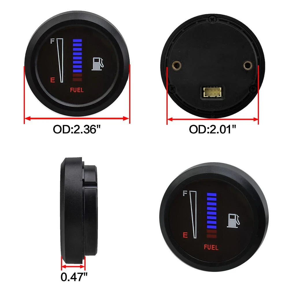 2" 52mm LED Digital Fuel Level Meter Gauge for Universal Car