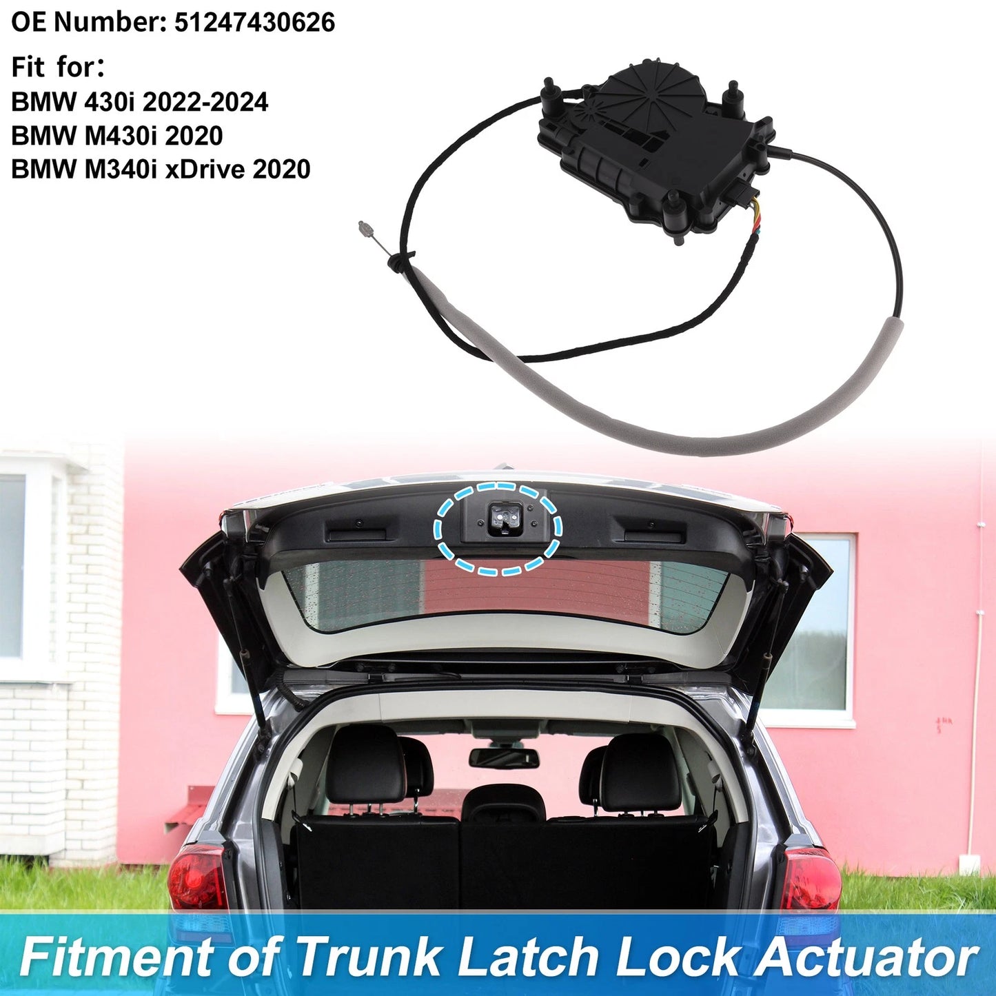 Rear Trunk Latch Lock Actuator for BMW 430i (2022–2024) 6 Pins 51247430626