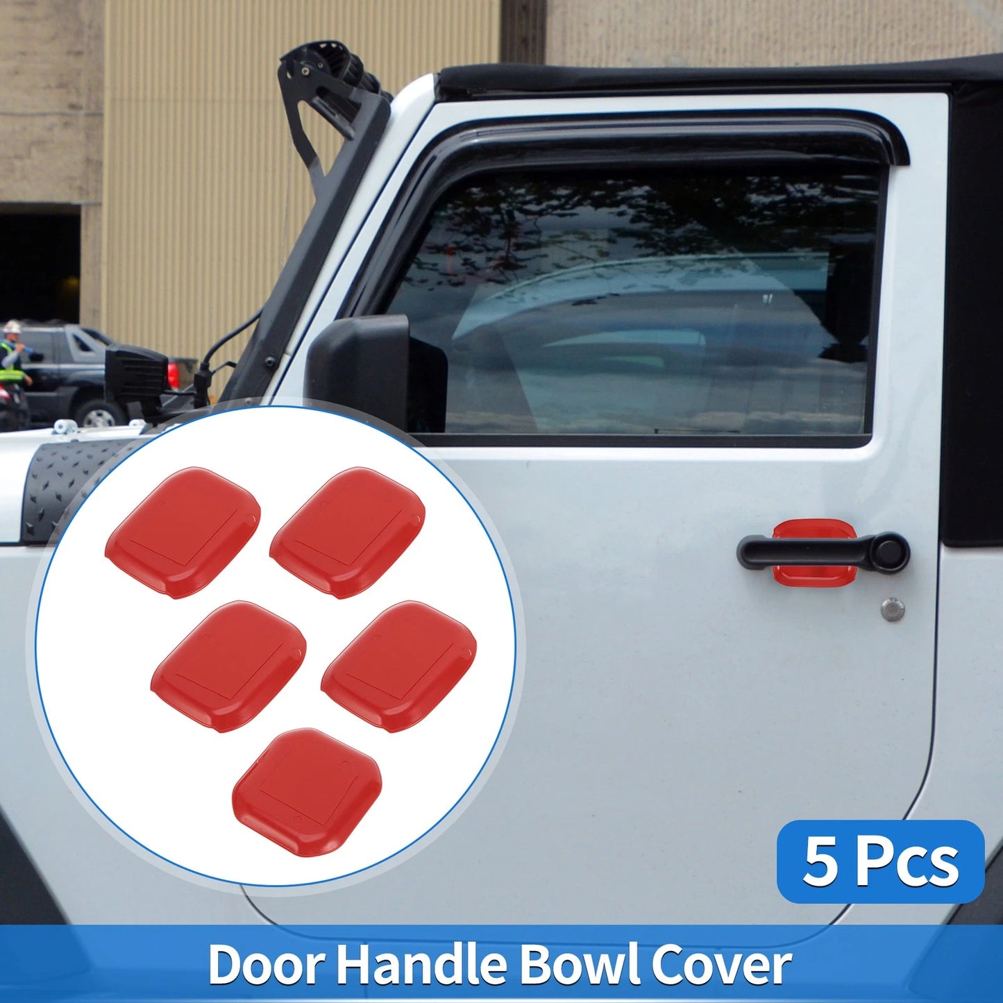 5 Pcs Door Bowl Cover Trim for Jeep Wrangler JL (2018–2022) ABS Red