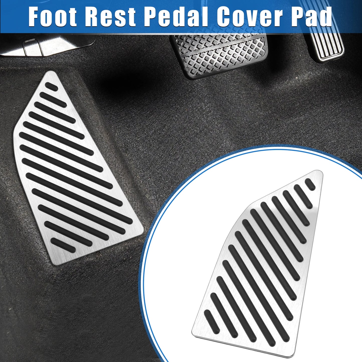 Foot Rest Pedal Cover for Toyota Corolla (2019–2020) Antislip Silver Tone