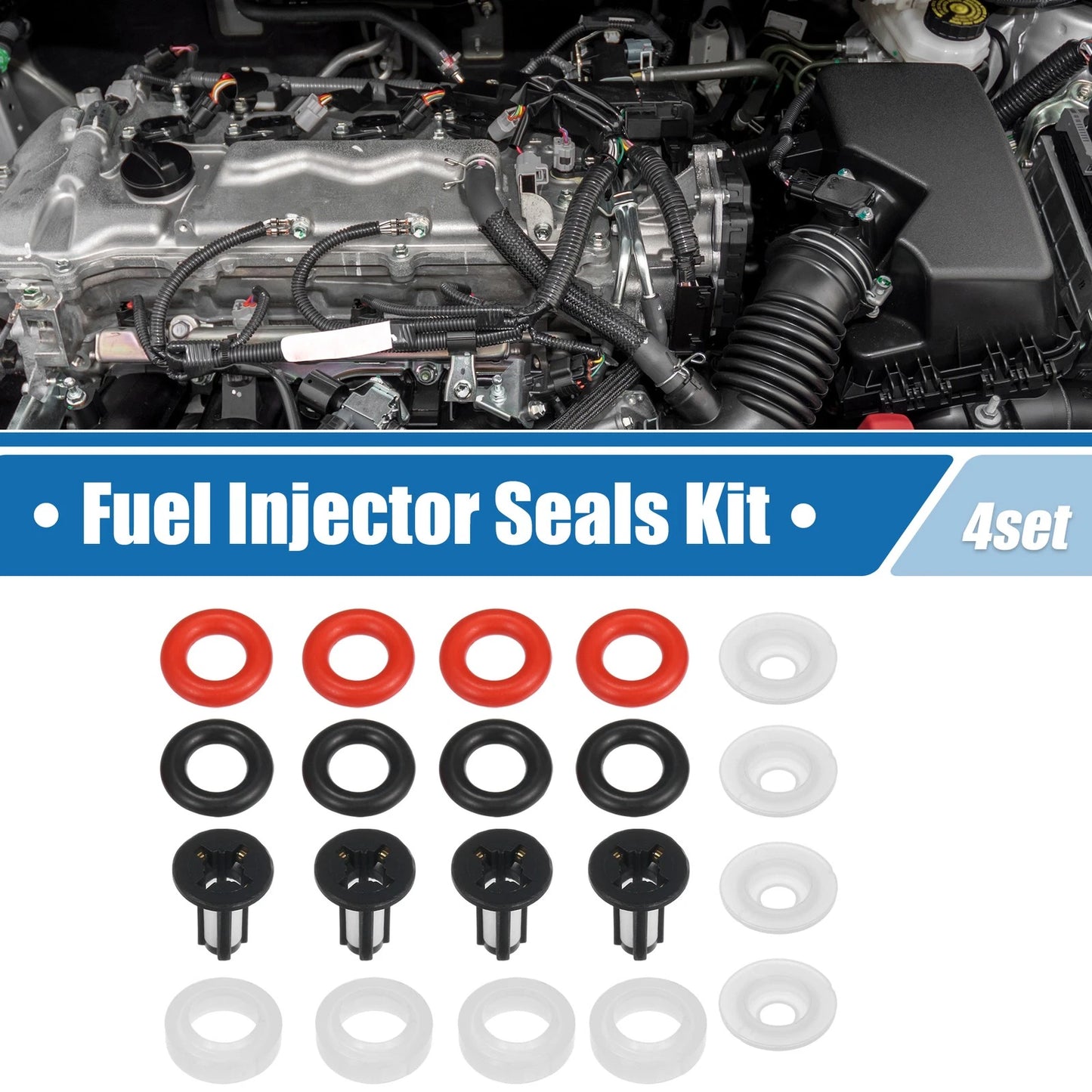 Set of 4 Fuel Injector O Rings Seals with Micro Filter for Suzuki GSXR1000 (2005–2006)