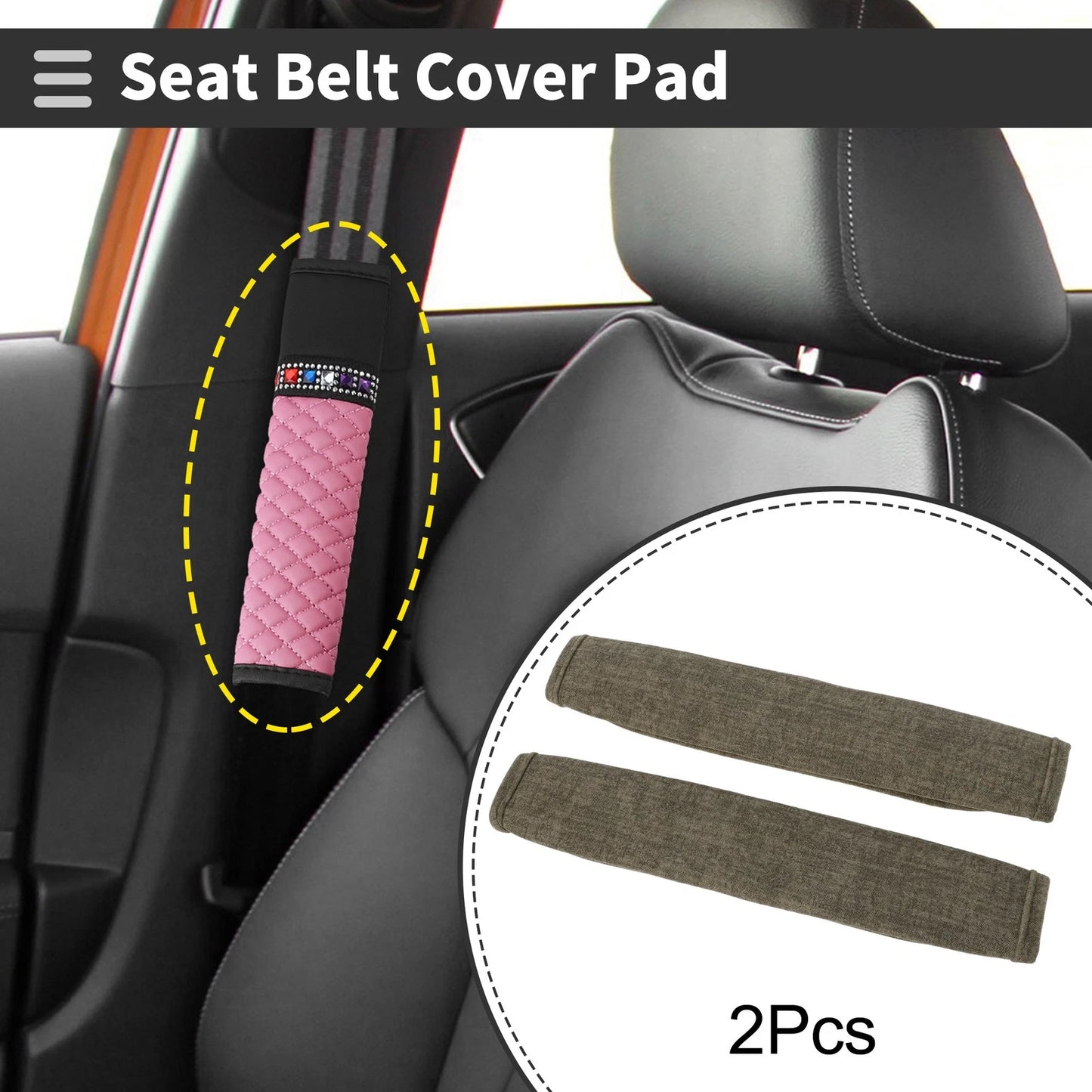 2X Brown Seat Belt Cover Pad Cat Paw Fleece for Universal Vehicles (11.81")