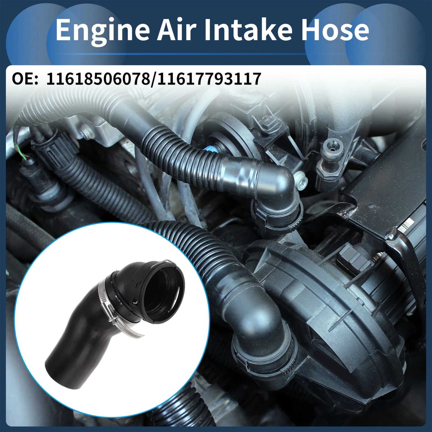 Engine Air Intake Hose for BMW 3 Series E90 (2005–2011) 11618506078 Rubber