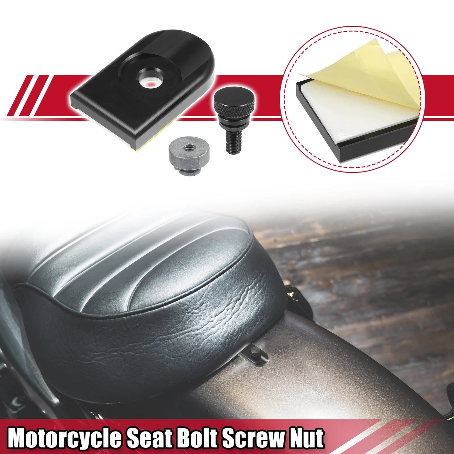 Set of 4 Motorcycle Seat Bolt Screws with Cover Nuts for Harley Davidson Dyna