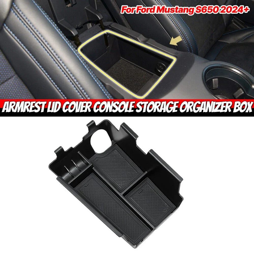 1x Armrest Lid Cover Center Console Storage Box for Ford Mustang (2024–2025)