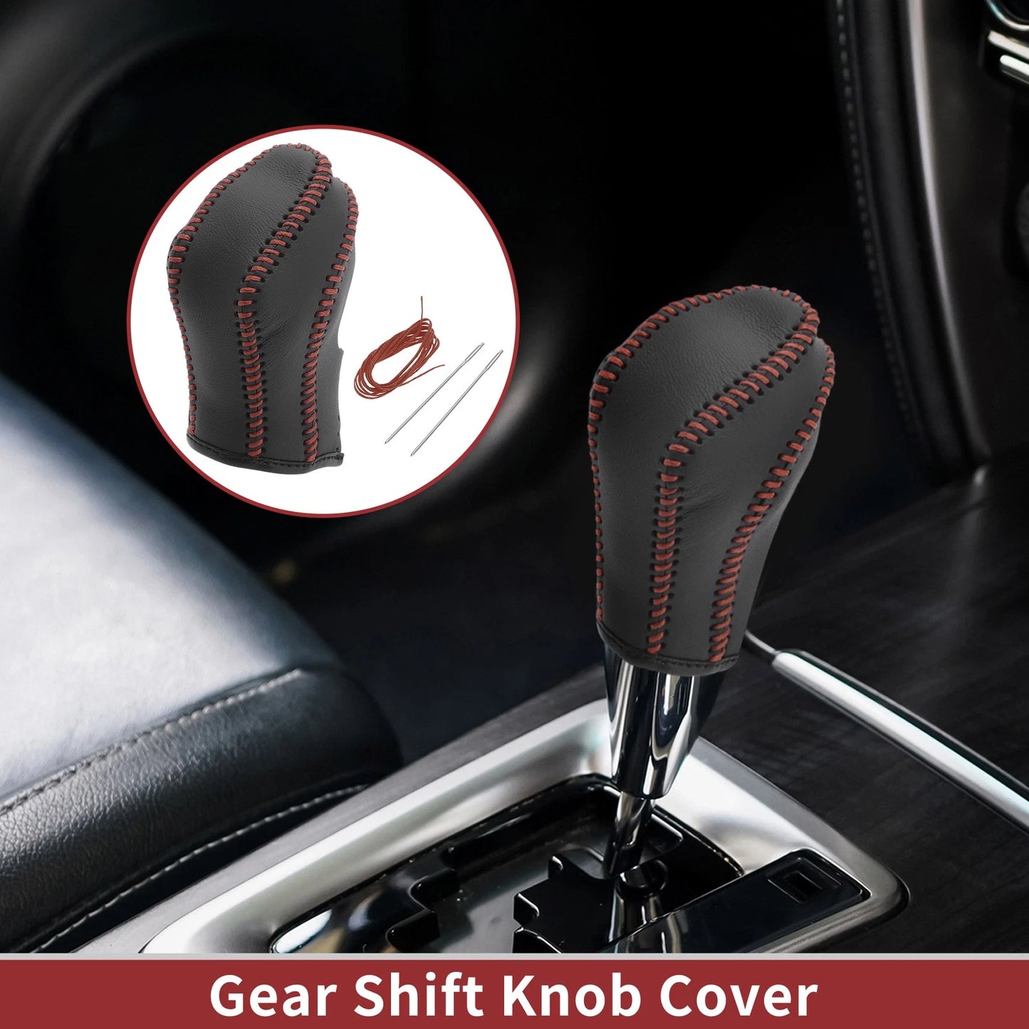 1 Pc Gear Shift Knob Cover for Nissan Maxima (2016–2023) Black Brown Faux Leather