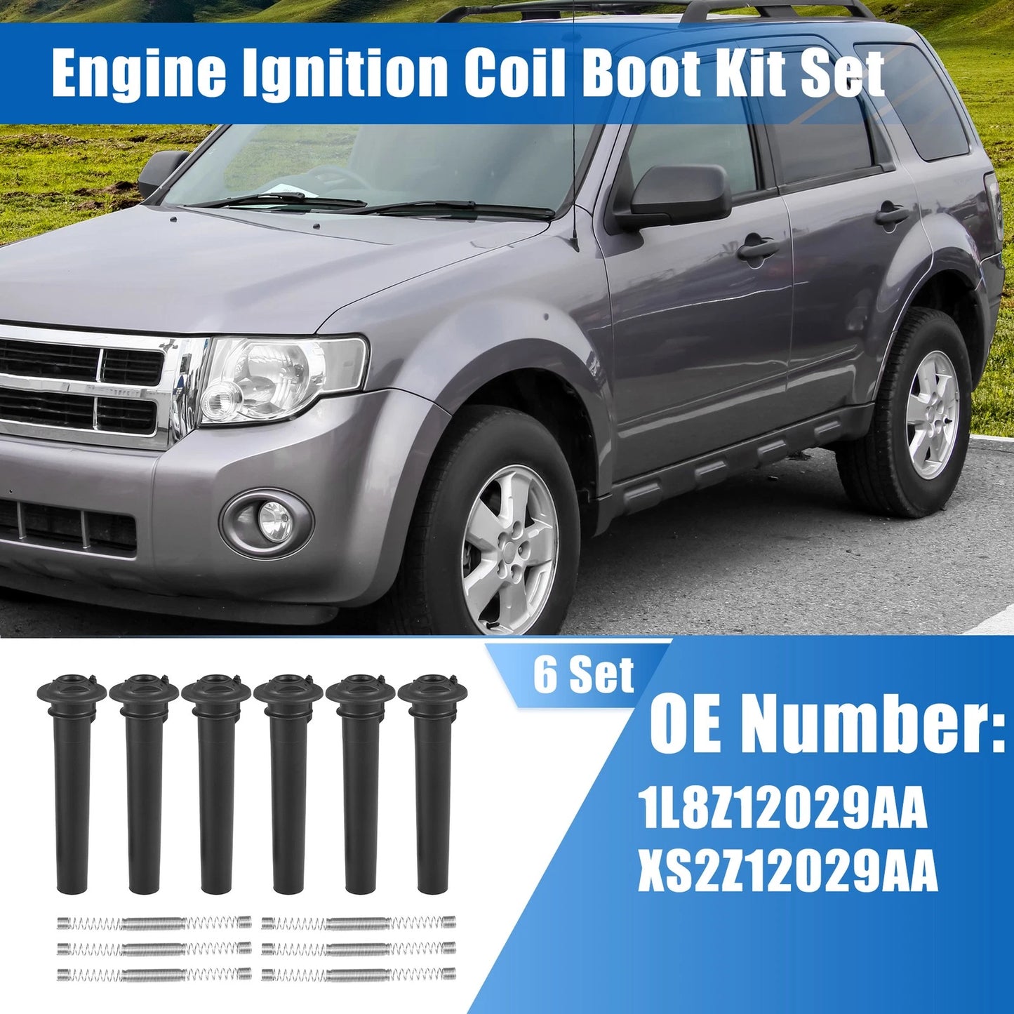 Set of 6 Engine Ignition Coil Boot Kit No. 1L8Z12029AA/XS2Z12029AA for Ford Escape (2001–2007)