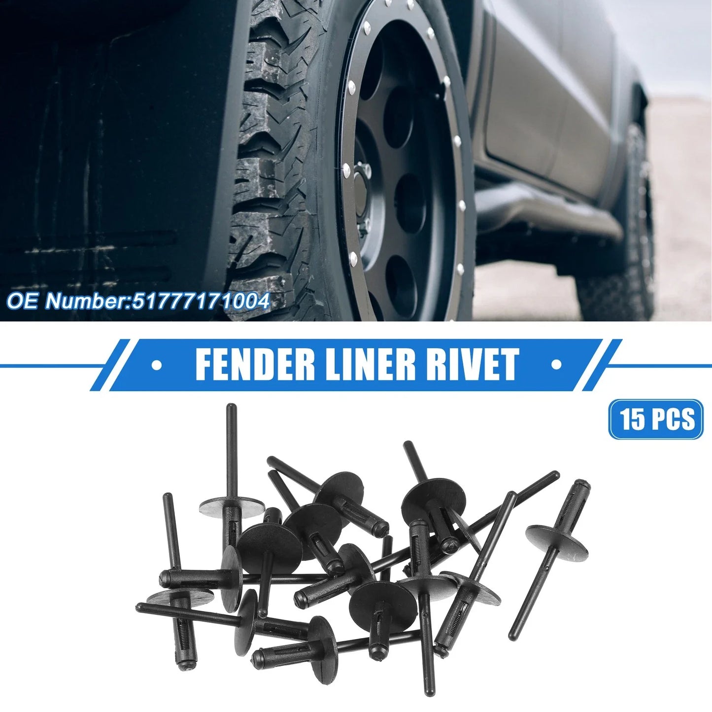 15 pcs Fender Liner Rivet for BMW X1 (2013-2023) Durable Plastic Black