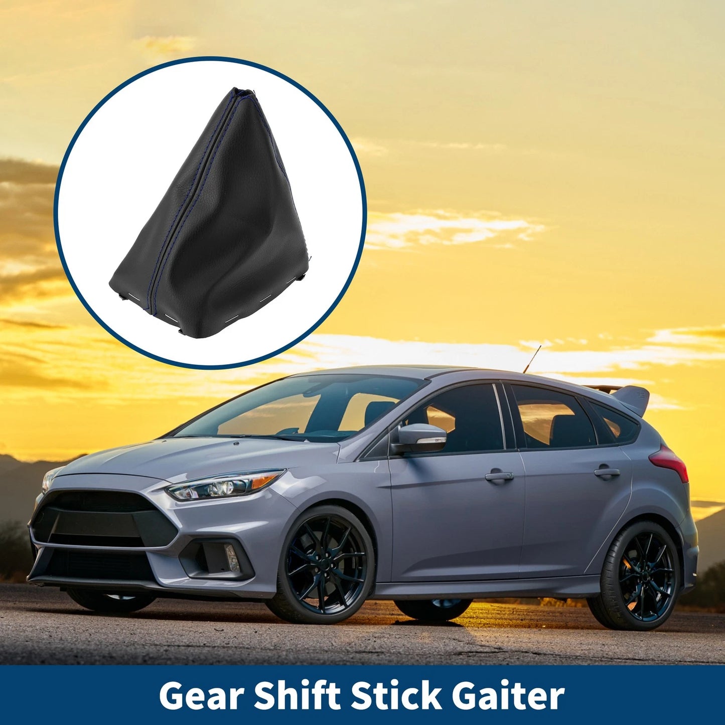 1 Pc Gear Shift Gaiter for Ford Focus C-MAX (2003–2010) Black Blue Leather