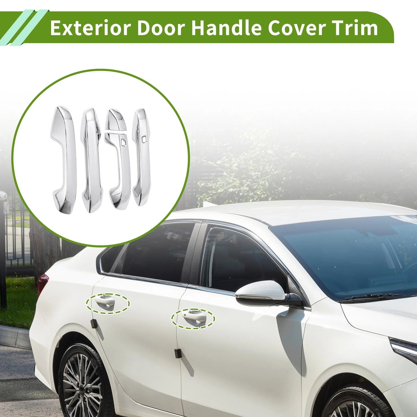 Exterior Door Handle Cover Trim for KIA Forte (2019–2023) Silver ABS