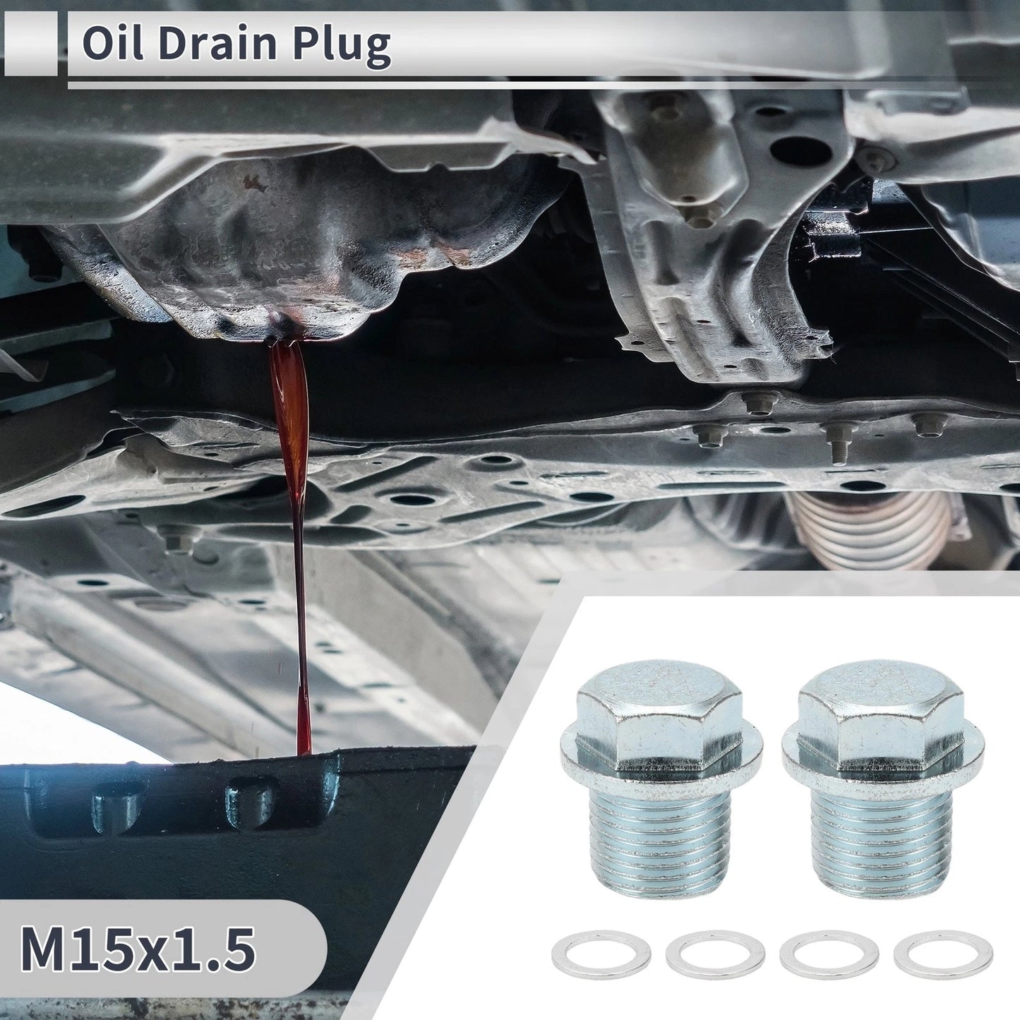 Set of 1 M15x1.5 Engine Oil Drain Plug with Gasket for Car Motorcycle