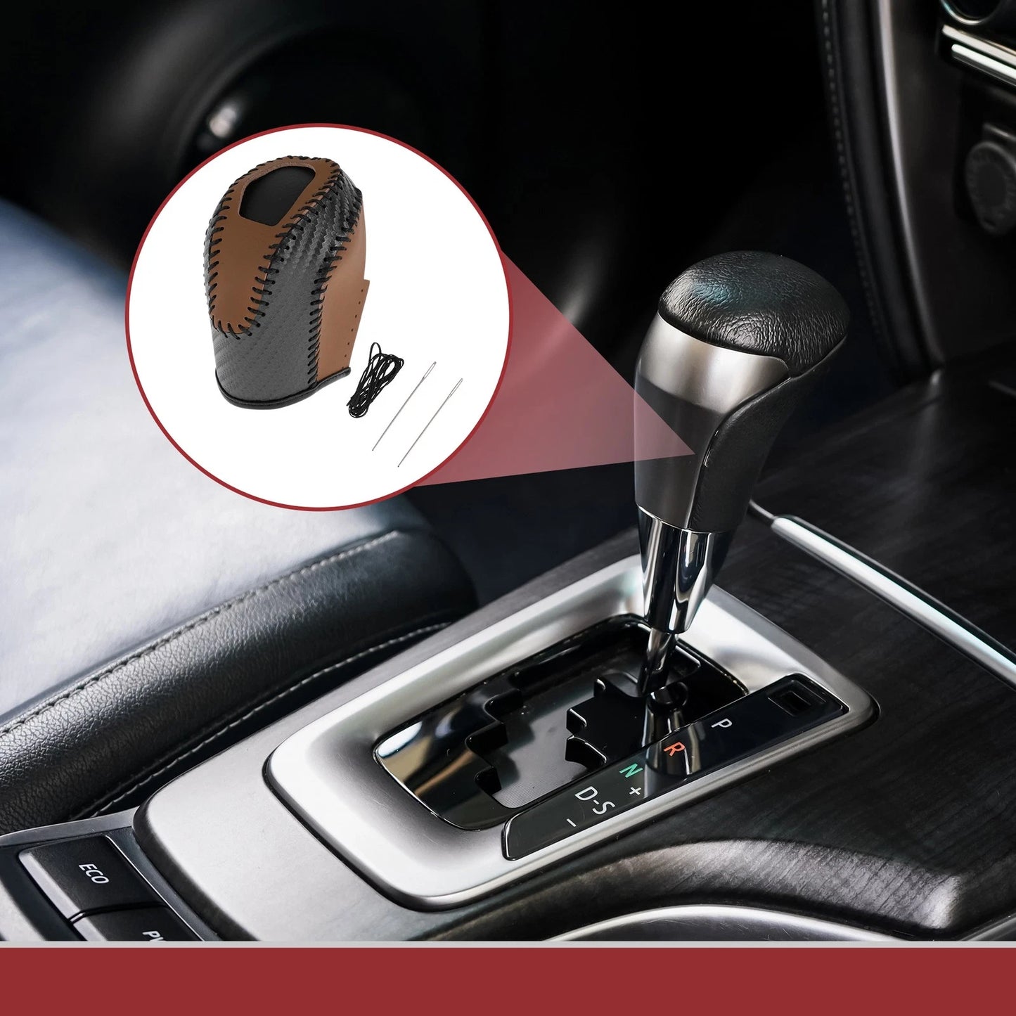1Pc Gear Shift Knob Cover for Volkswagen Taos (2022–2023) Brown Black