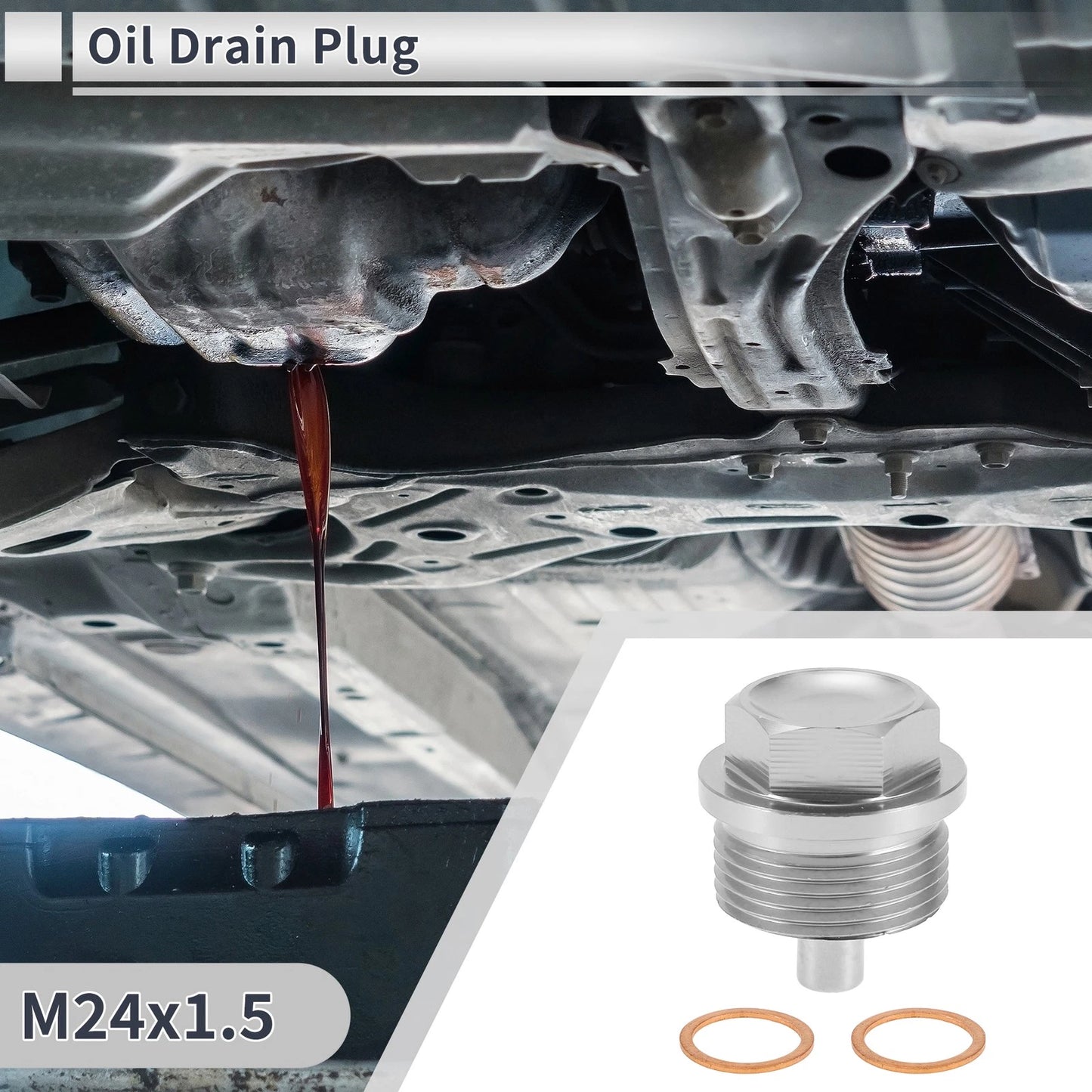 Set of 1 M24x1.5 Engine Oil Drain Plug with Gasket for Car Motorcycle