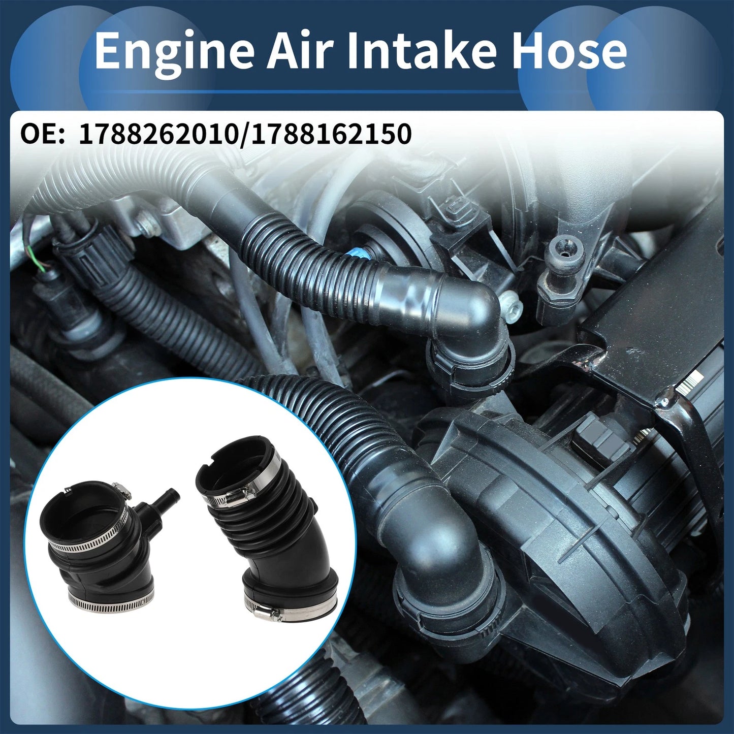 Engine Air Intake Hose for Toyota 4Runner (1996–2002) No. 1788262010 Rubber 2 Pcs Clamp