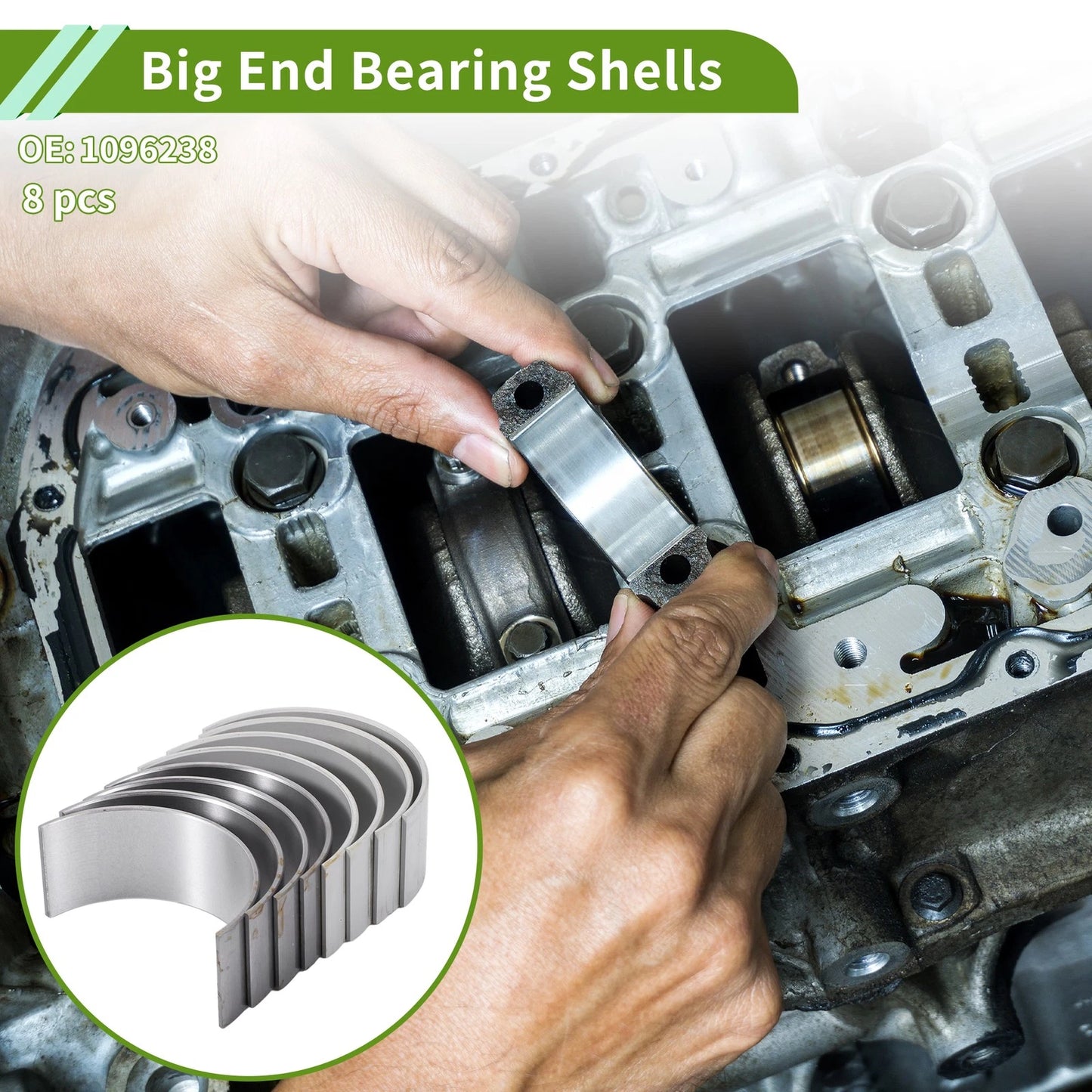 8pcs Big End Bearings Shells for Ford Transit, Mondeo, Land Rover Defender