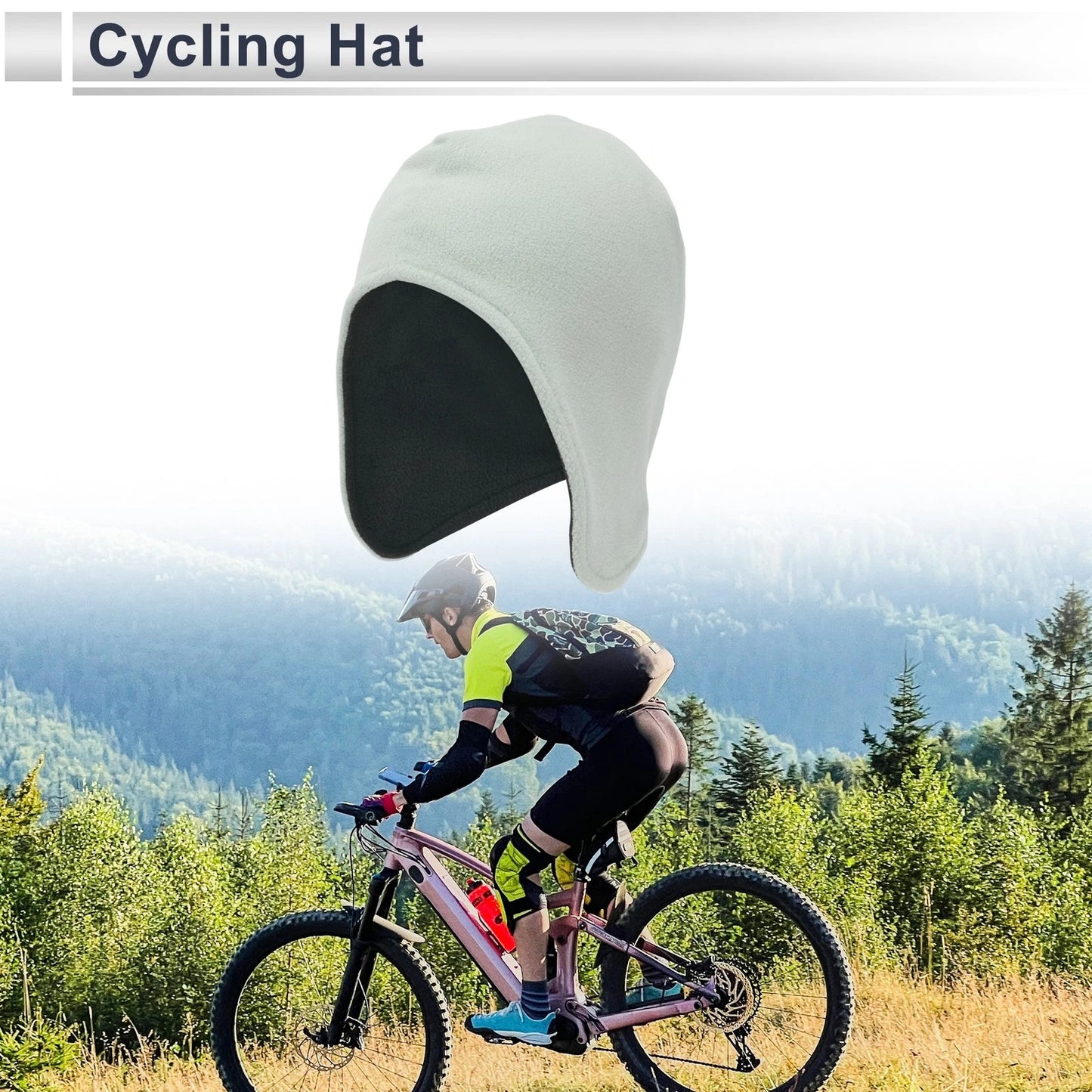 Cycling Hat for Universal Fit (27x30cm) - Polar Fleece, Light Gray