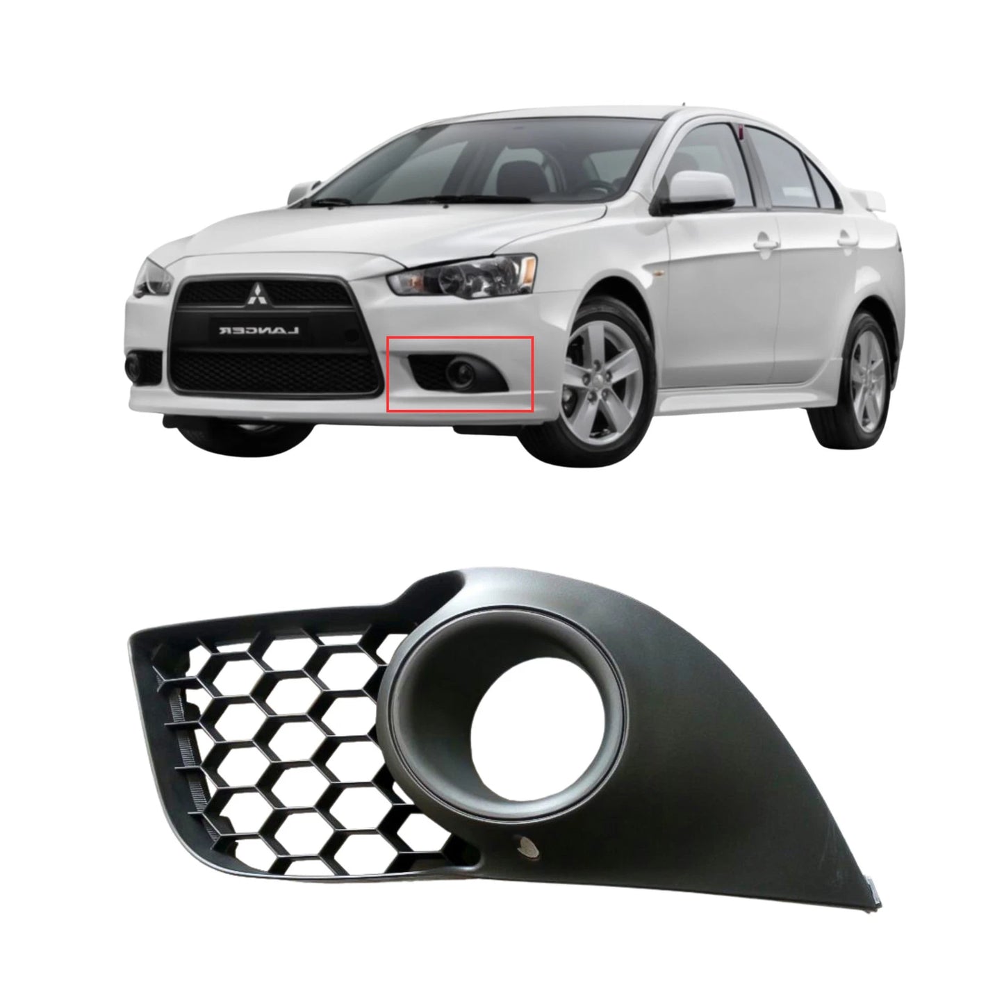 Front Bar Grille with Fog Light Mount for Mitsubishi Lancer CJ (2007–2015)